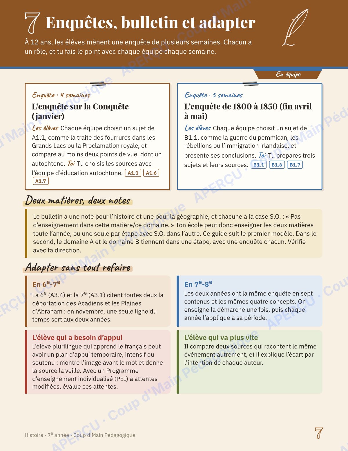 Page 7 — Planification annuelle Histoire — 7e année