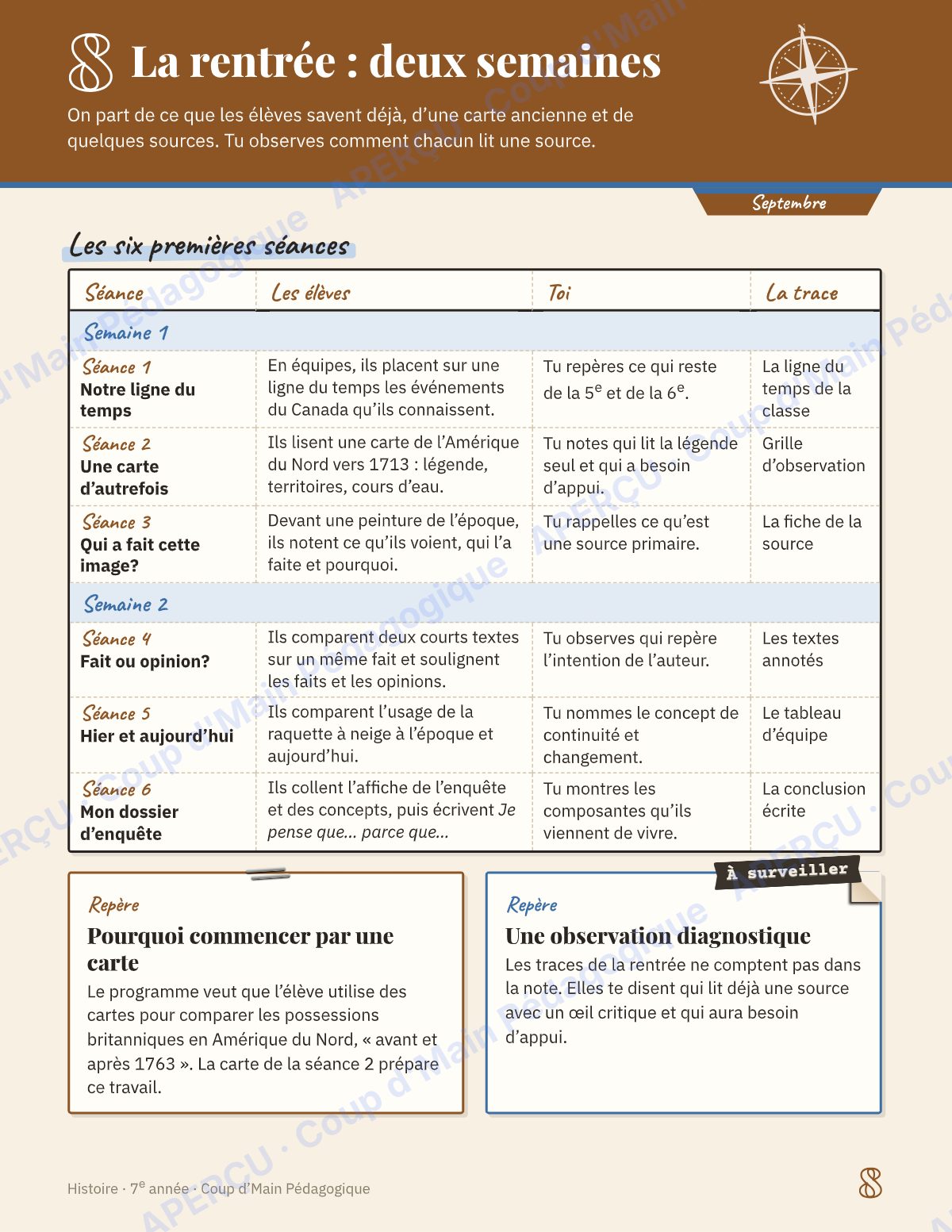 Page 8 — Planification annuelle Histoire — 7e année