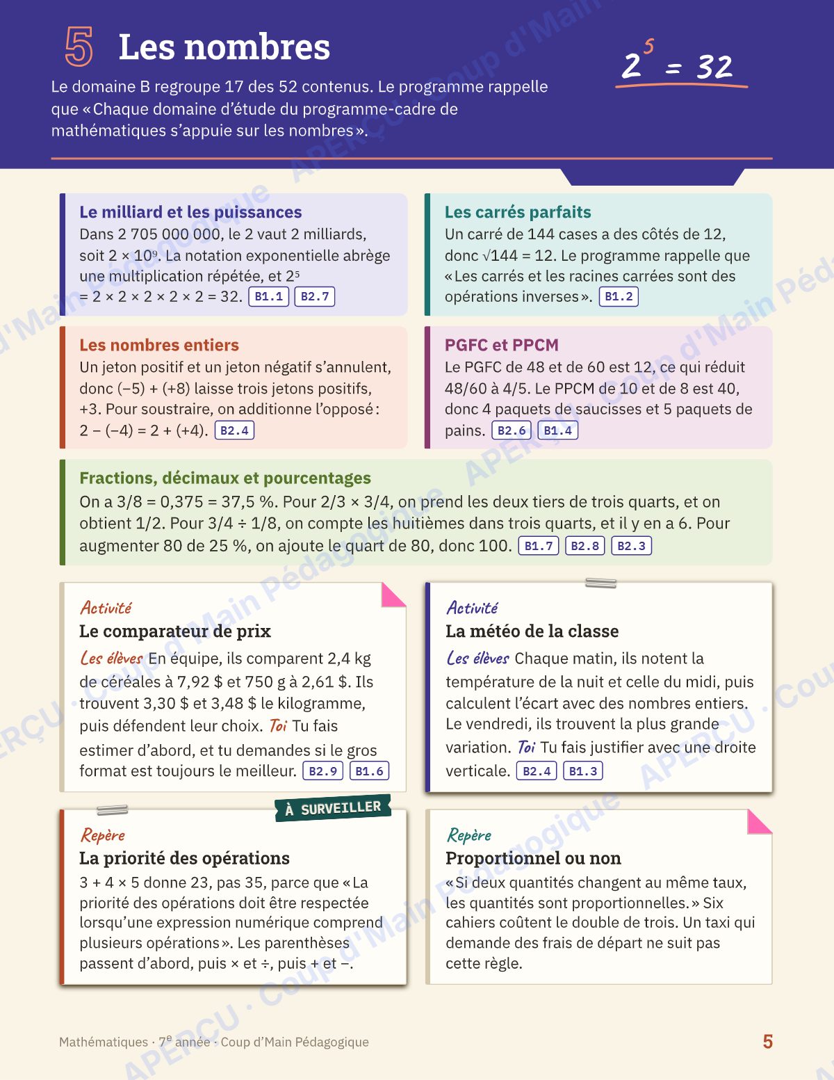 Page 5 — Planification annuelle Mathématiques — 7e année