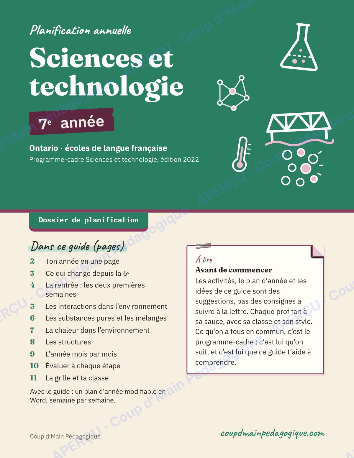 Page 1 — Planification annuelle Sciences — 7e année