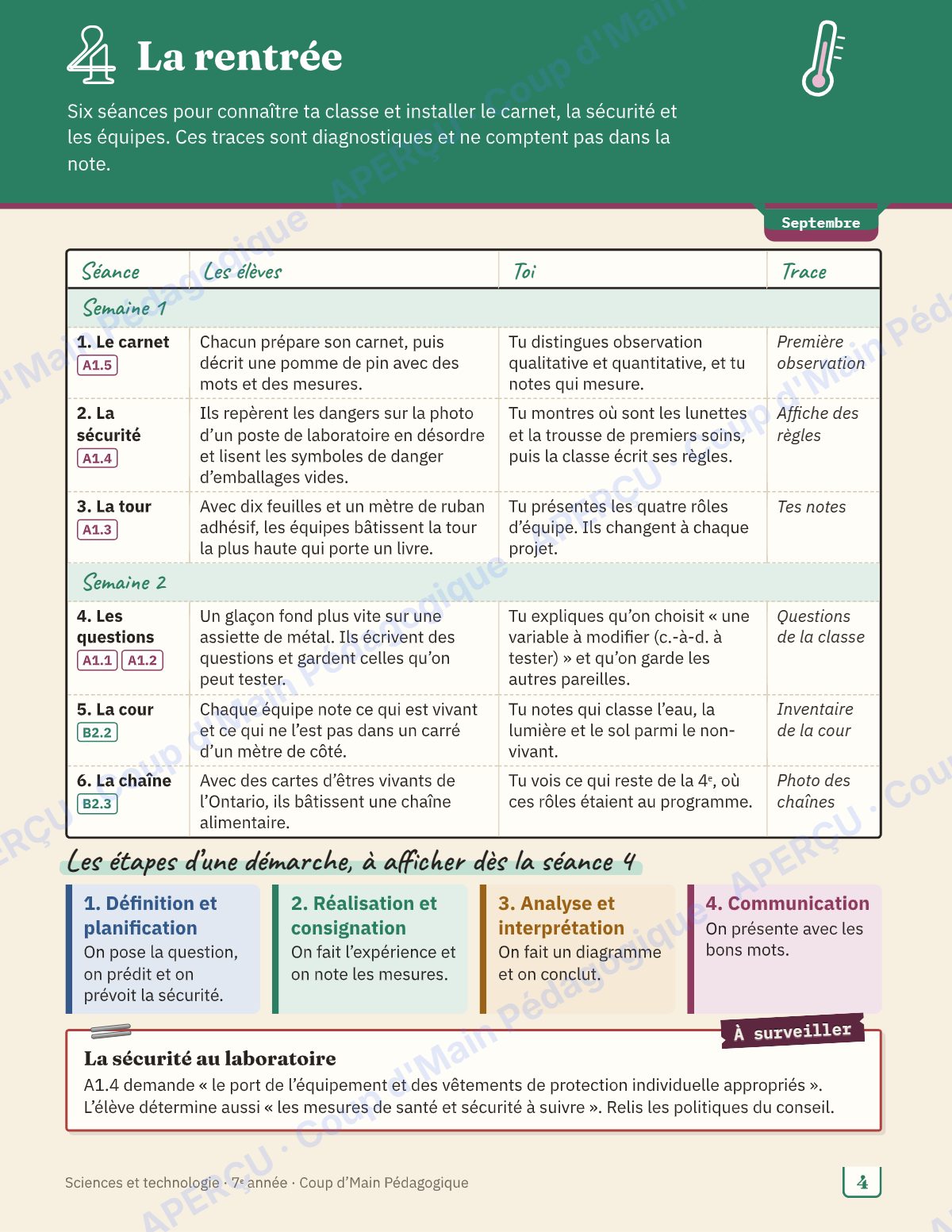 Page 4 — Planification annuelle Sciences — 7e année