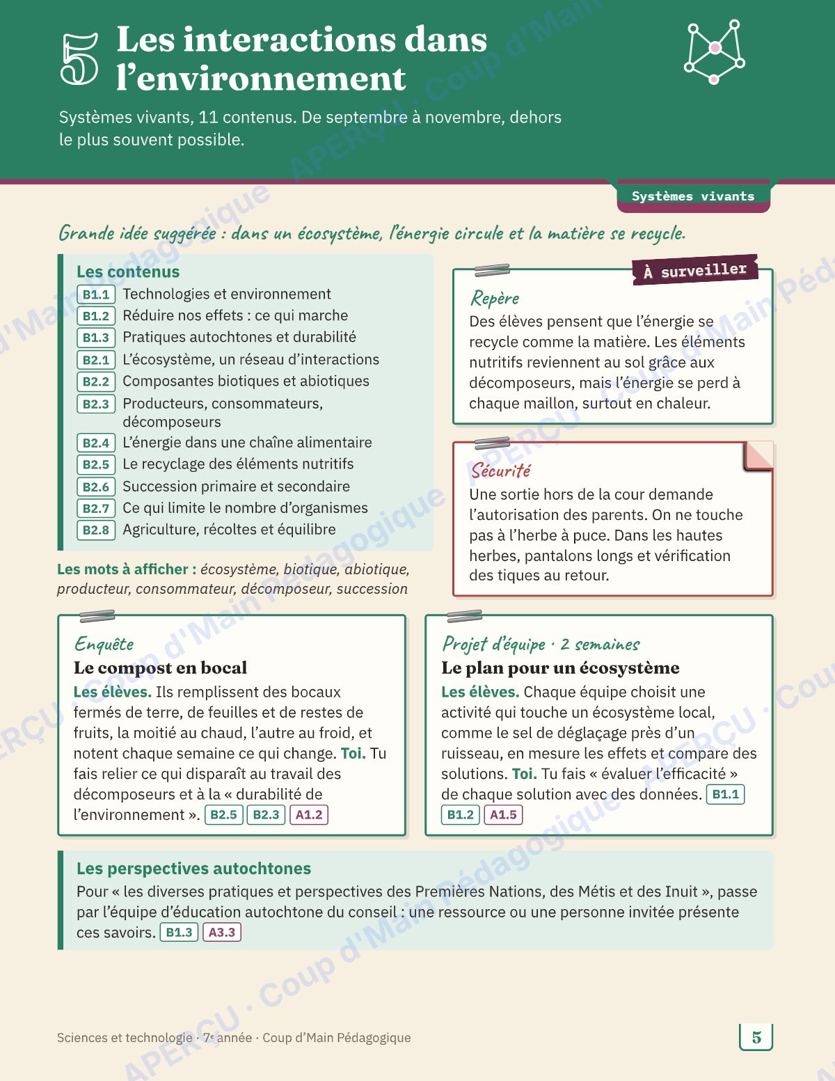 Page 5 — Planification annuelle Sciences — 7e année