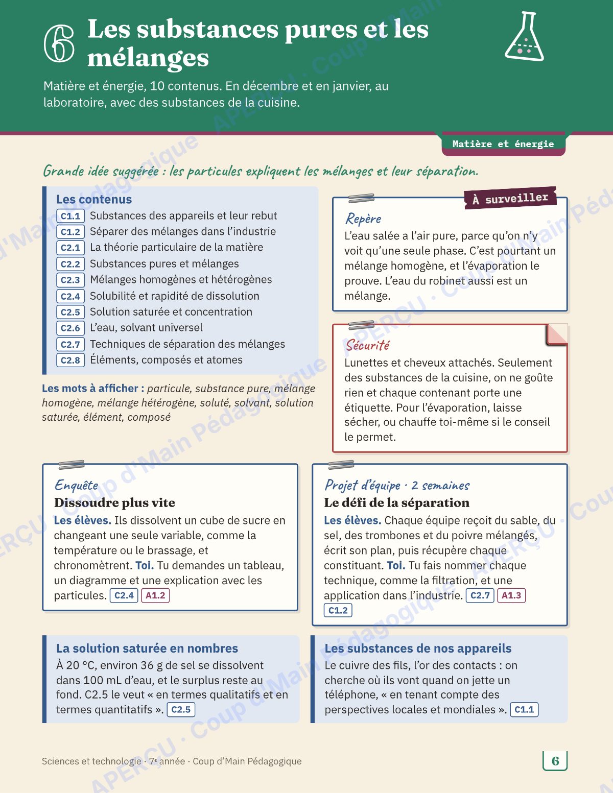 Page 6 — Planification annuelle Sciences — 7e année