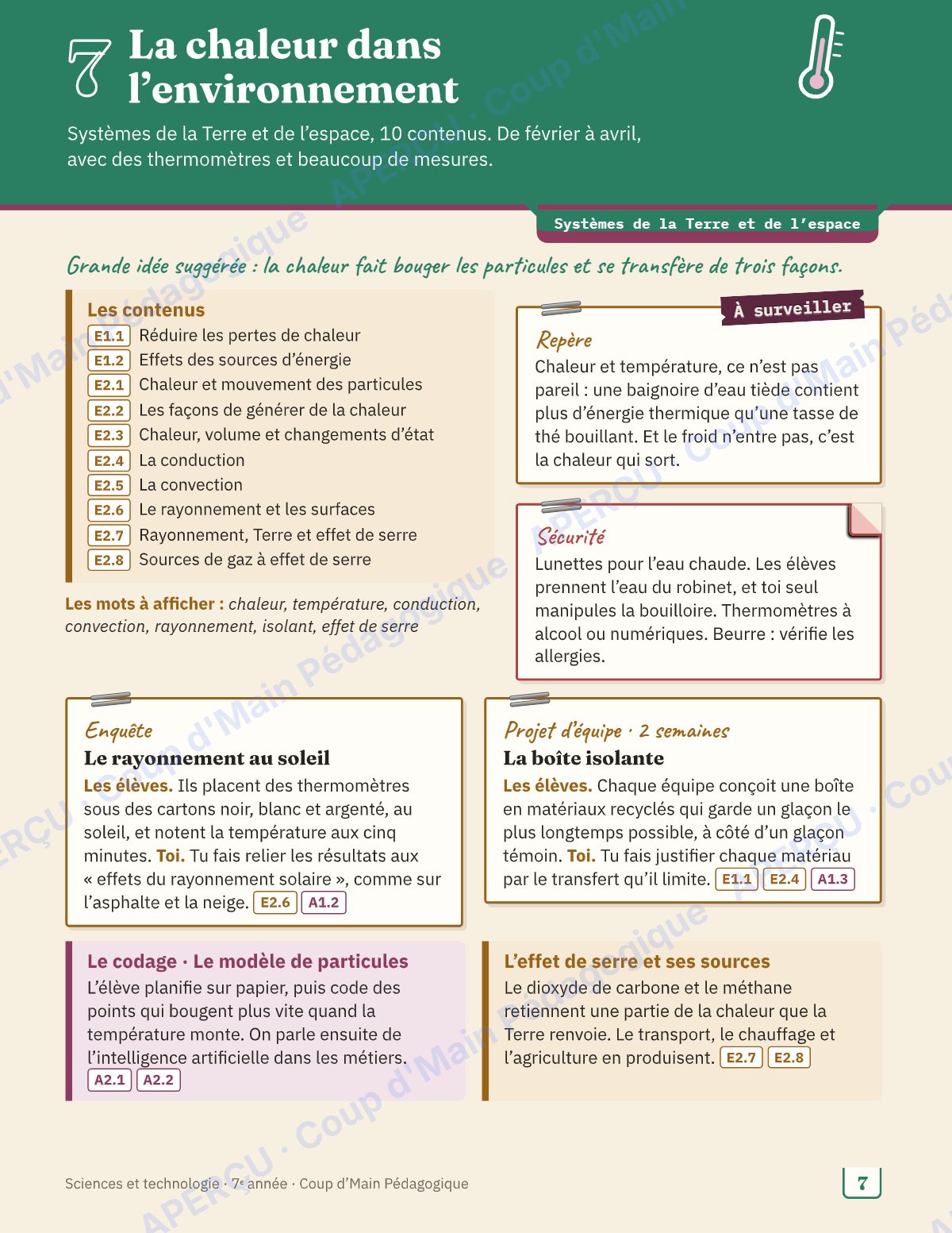 Page 7 — Planification annuelle Sciences — 7e année