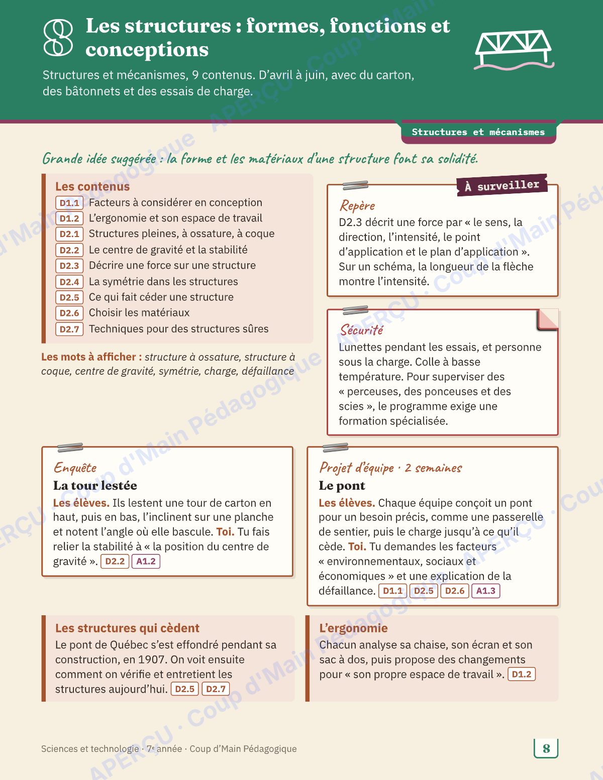 Page 8 — Planification annuelle Sciences — 7e année
