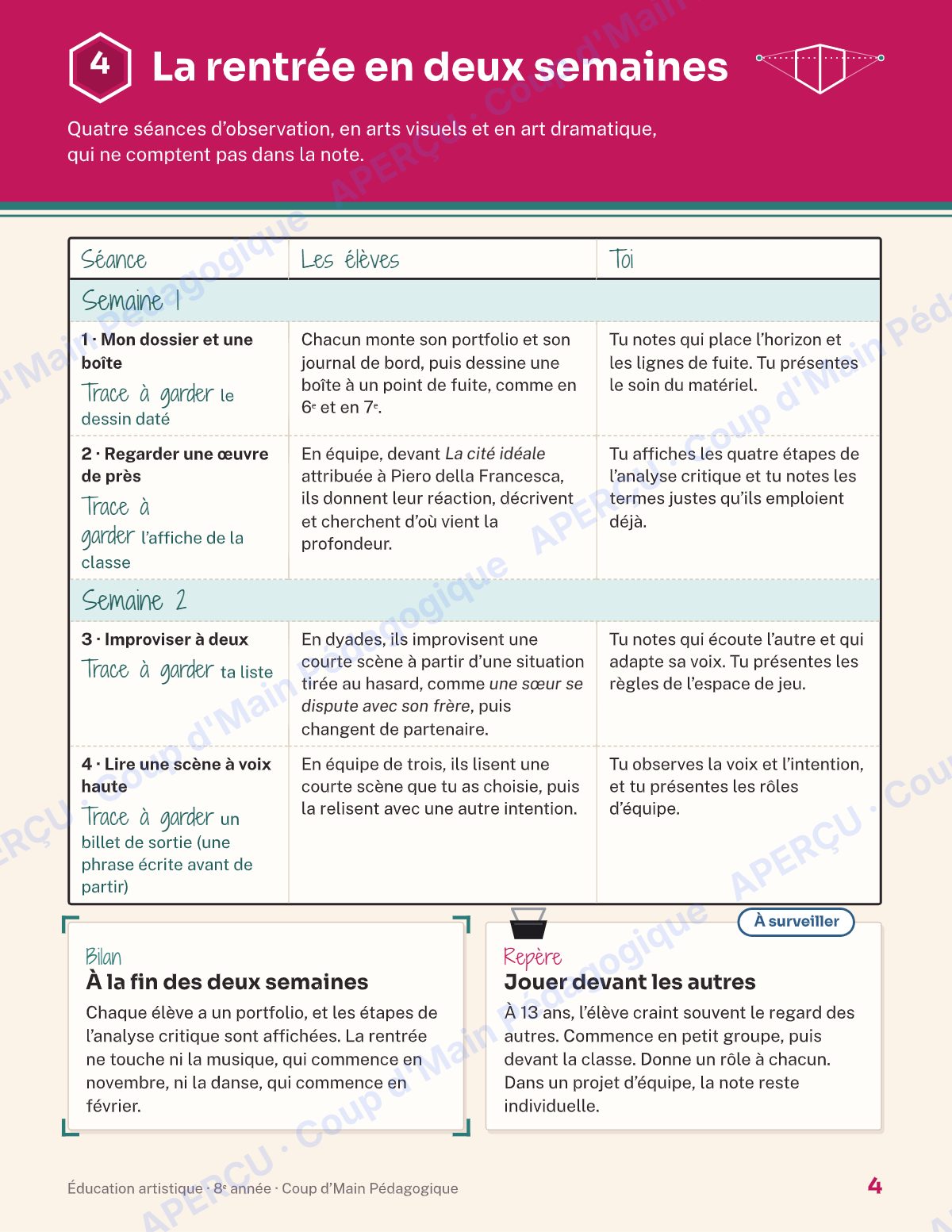 Page 4 — Planification annuelle Arts — 8e année