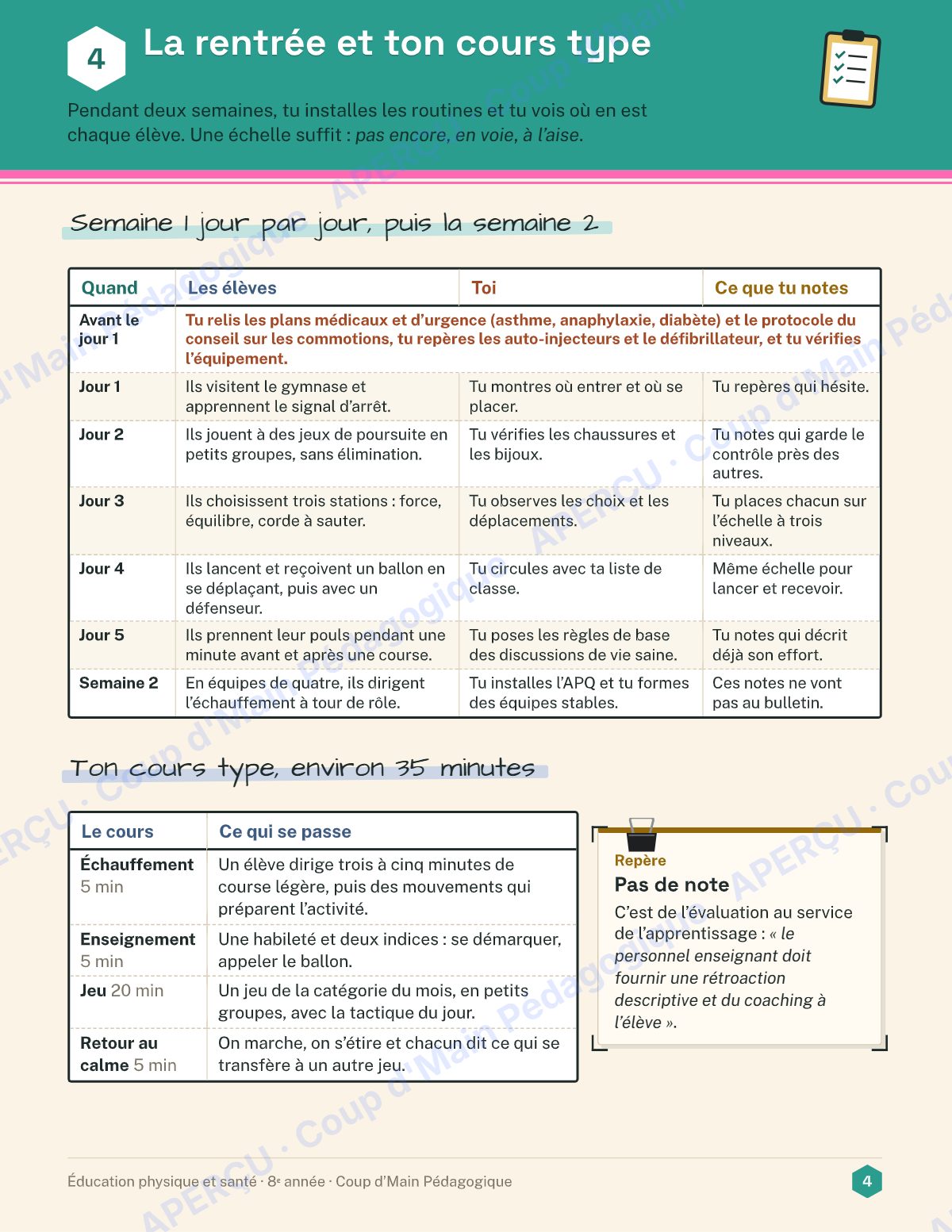 Page 4 — Planification annuelle ÉPS — 8e année