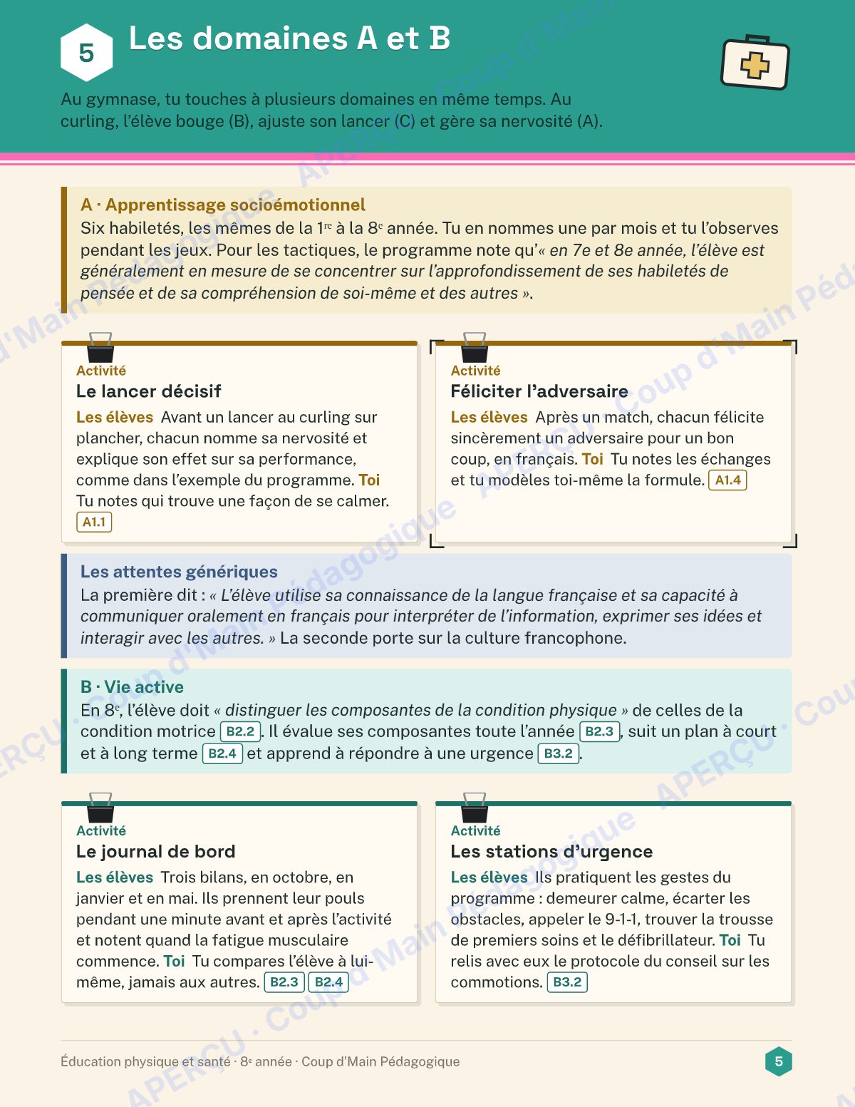 Page 5 — Planification annuelle ÉPS — 8e année