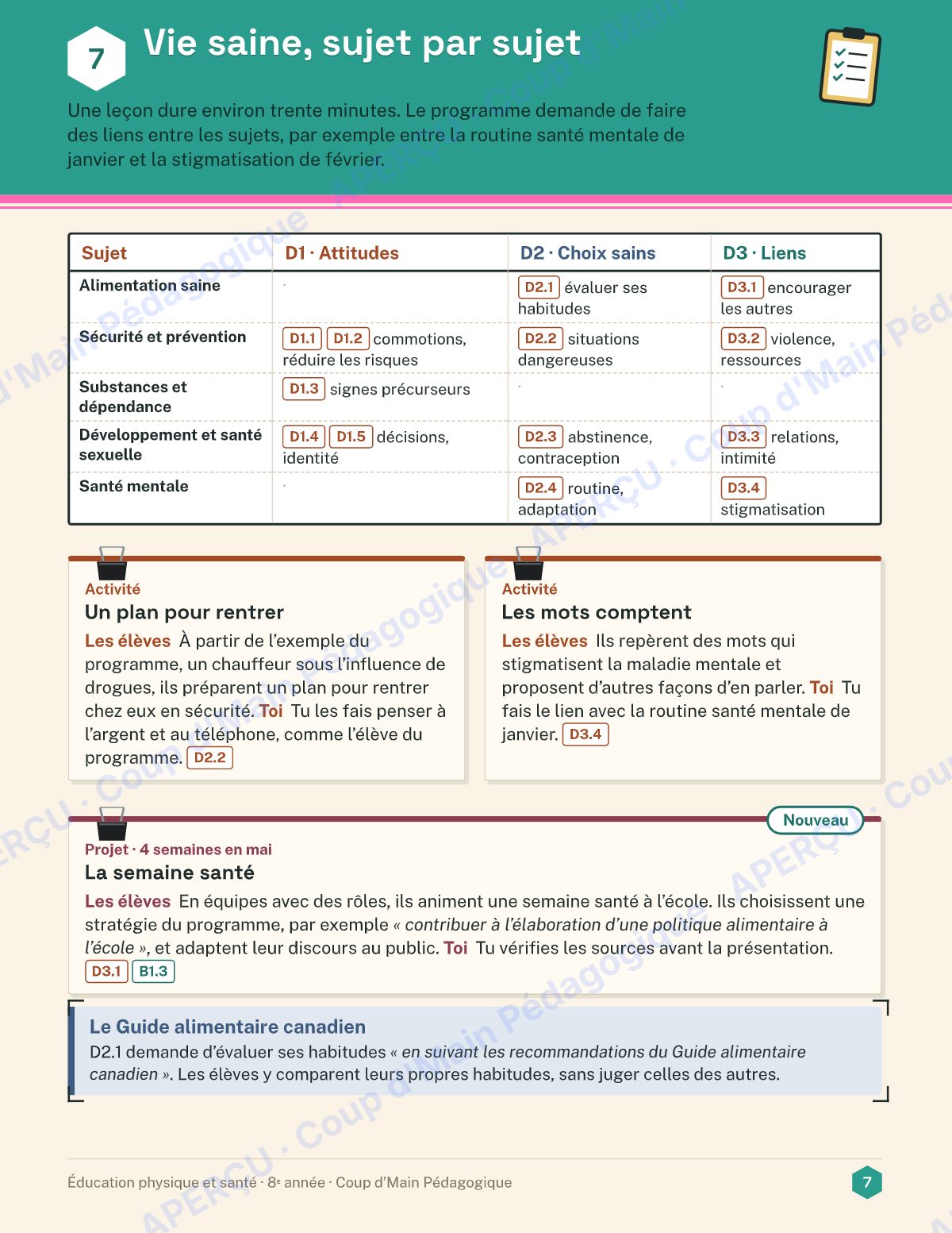 Page 7 — Planification annuelle ÉPS — 8e année