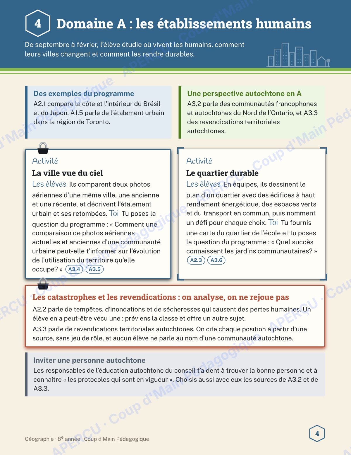 Page 4 — Planification annuelle Géographie — 8e année