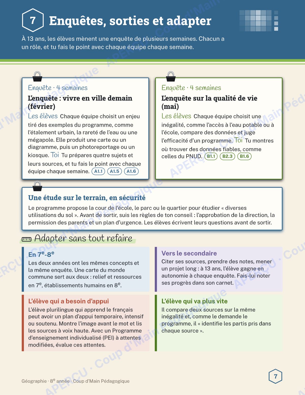 Page 7 — Planification annuelle Géographie — 8e année