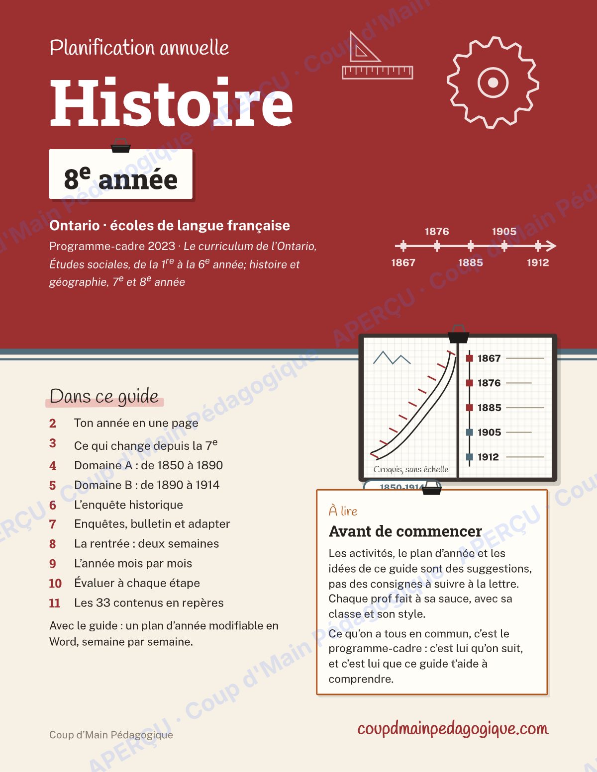 Page 1 — Planification annuelle Histoire — 8e année