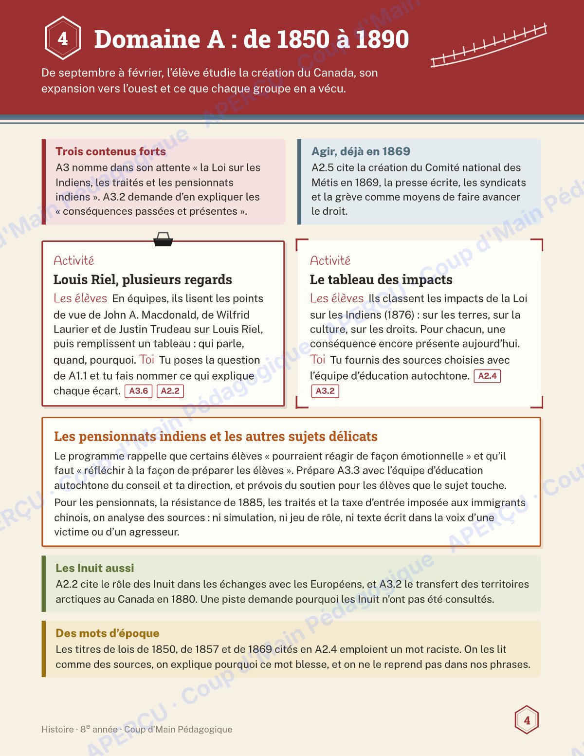 Page 4 — Planification annuelle Histoire — 8e année