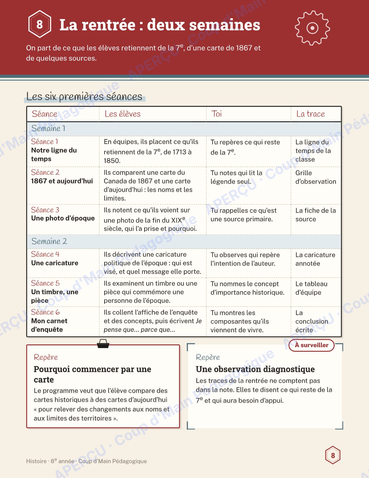 Page 8 — Planification annuelle Histoire — 8e année