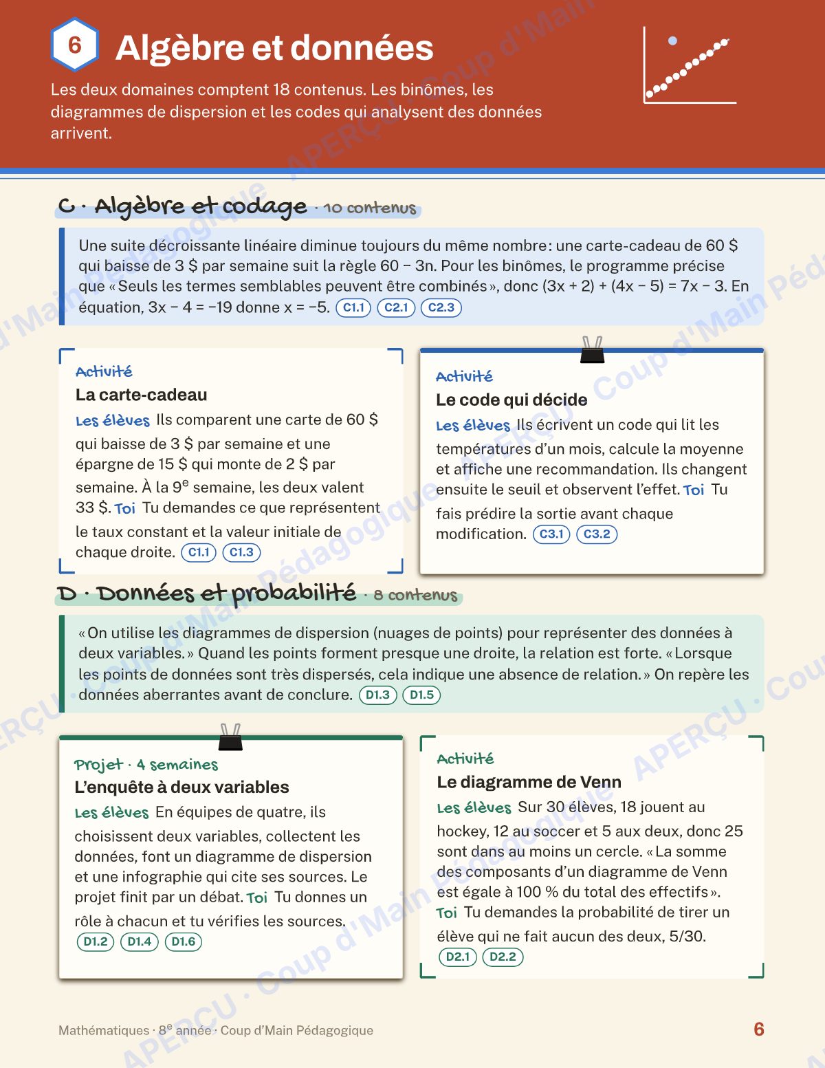Page 6 — Planification annuelle Mathématiques — 8e année