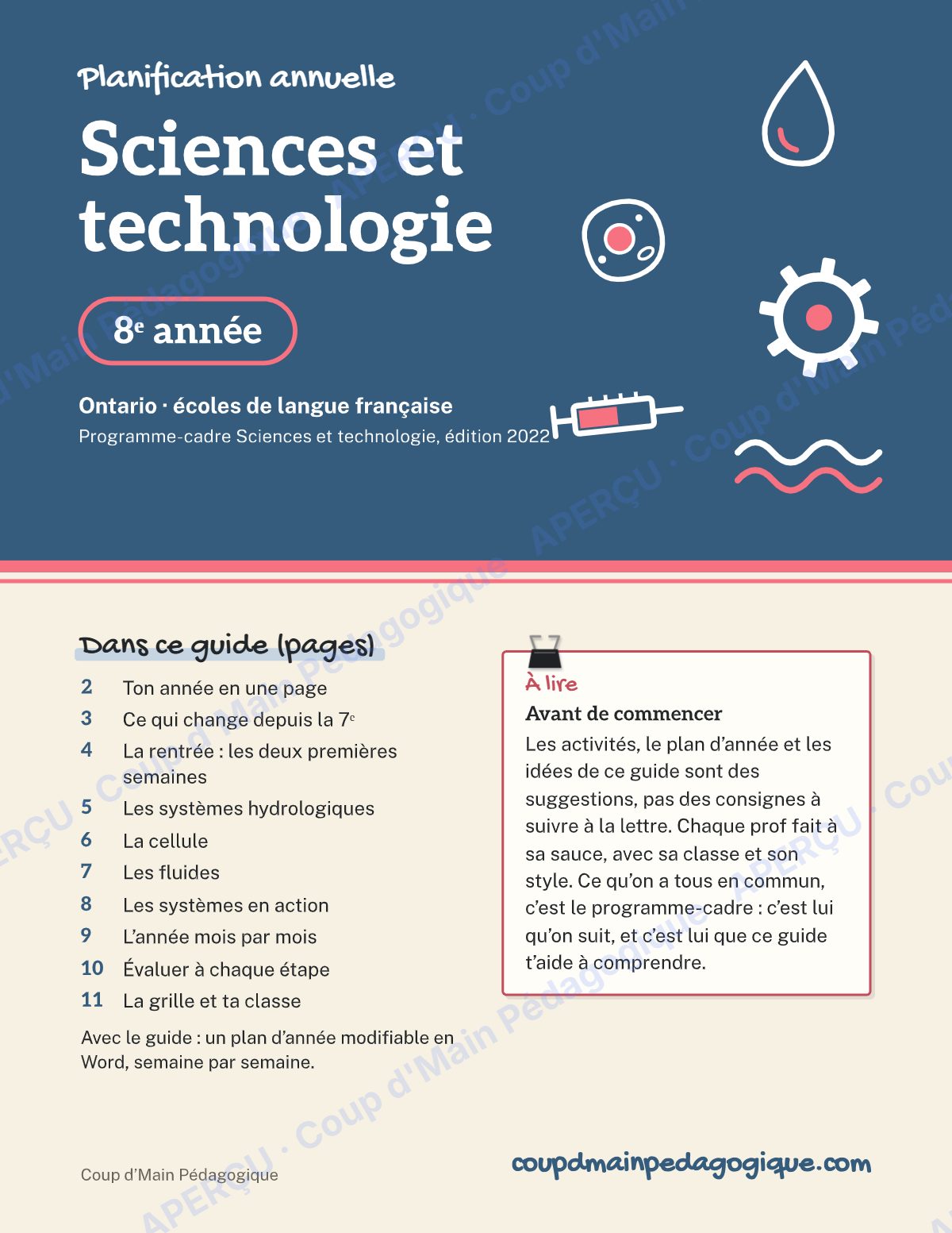 Page 1 — Planification annuelle Sciences — 8e année