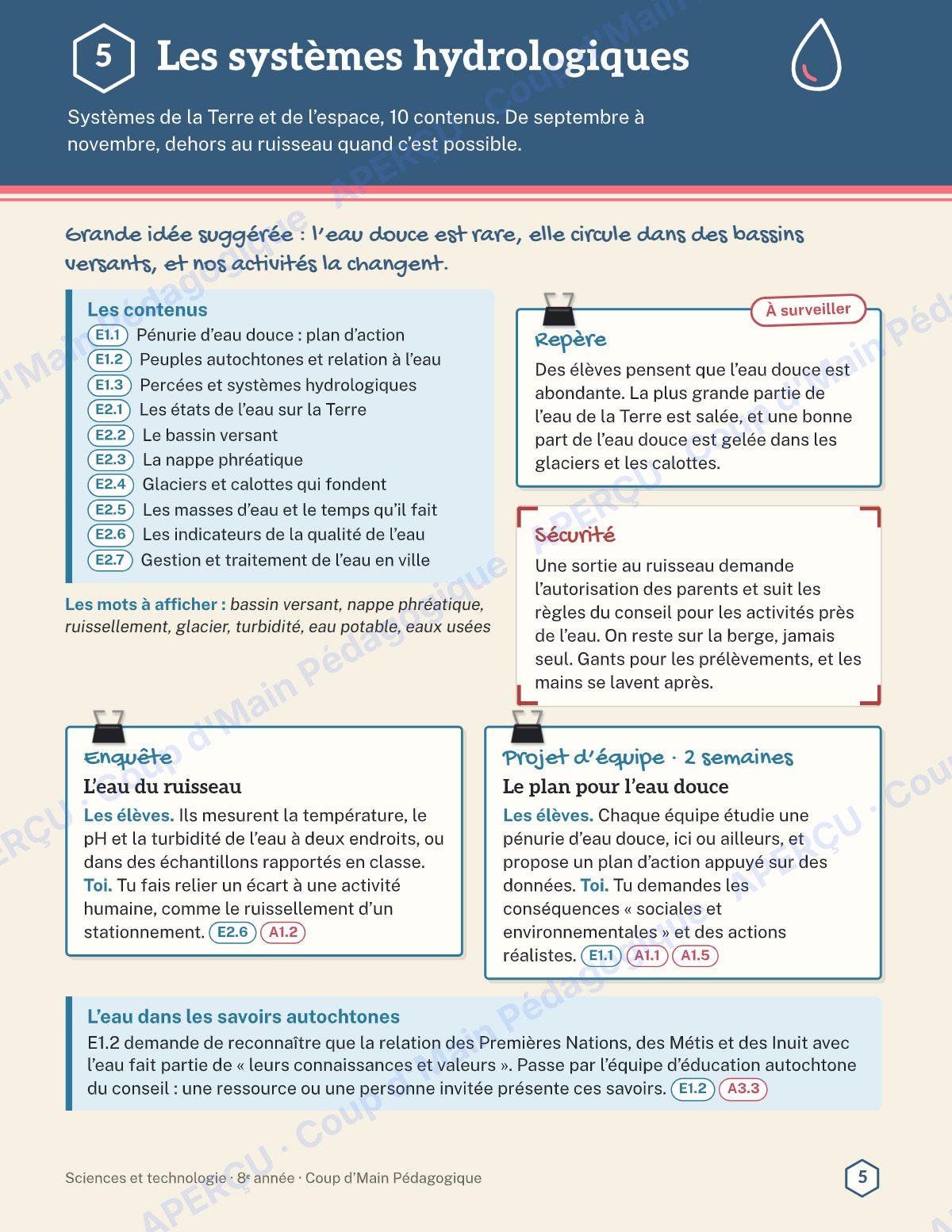 Page 5 — Planification annuelle Sciences — 8e année
