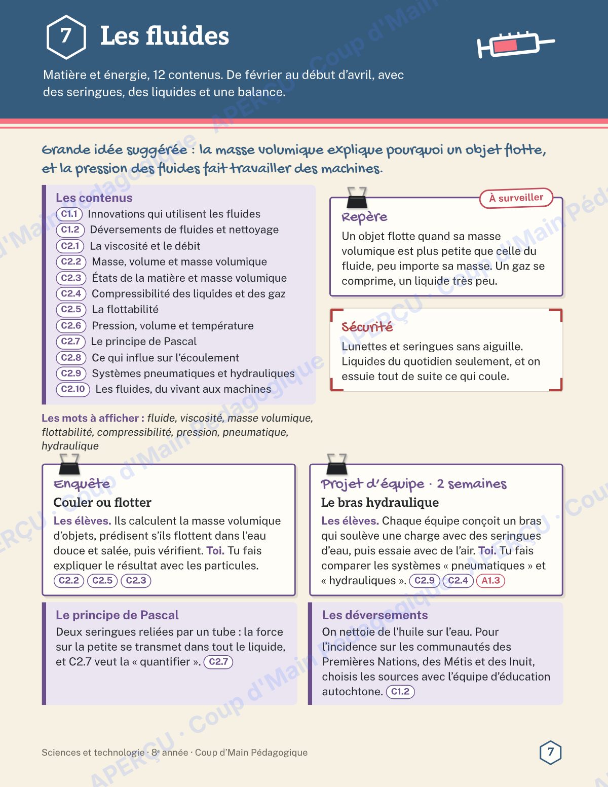 Page 7 — Planification annuelle Sciences — 8e année