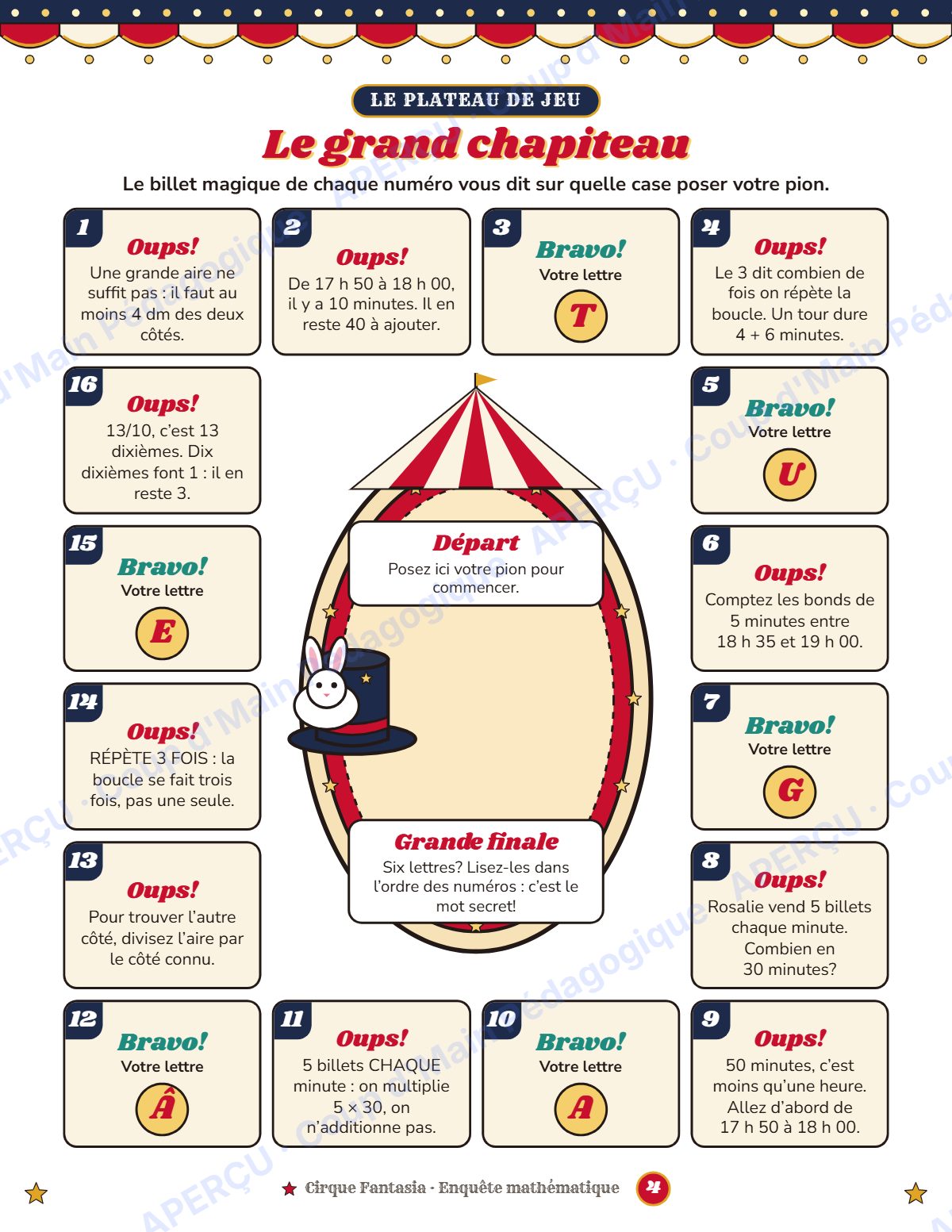 Page 4 — Enquête mathématique — 4e année, panique au cirque