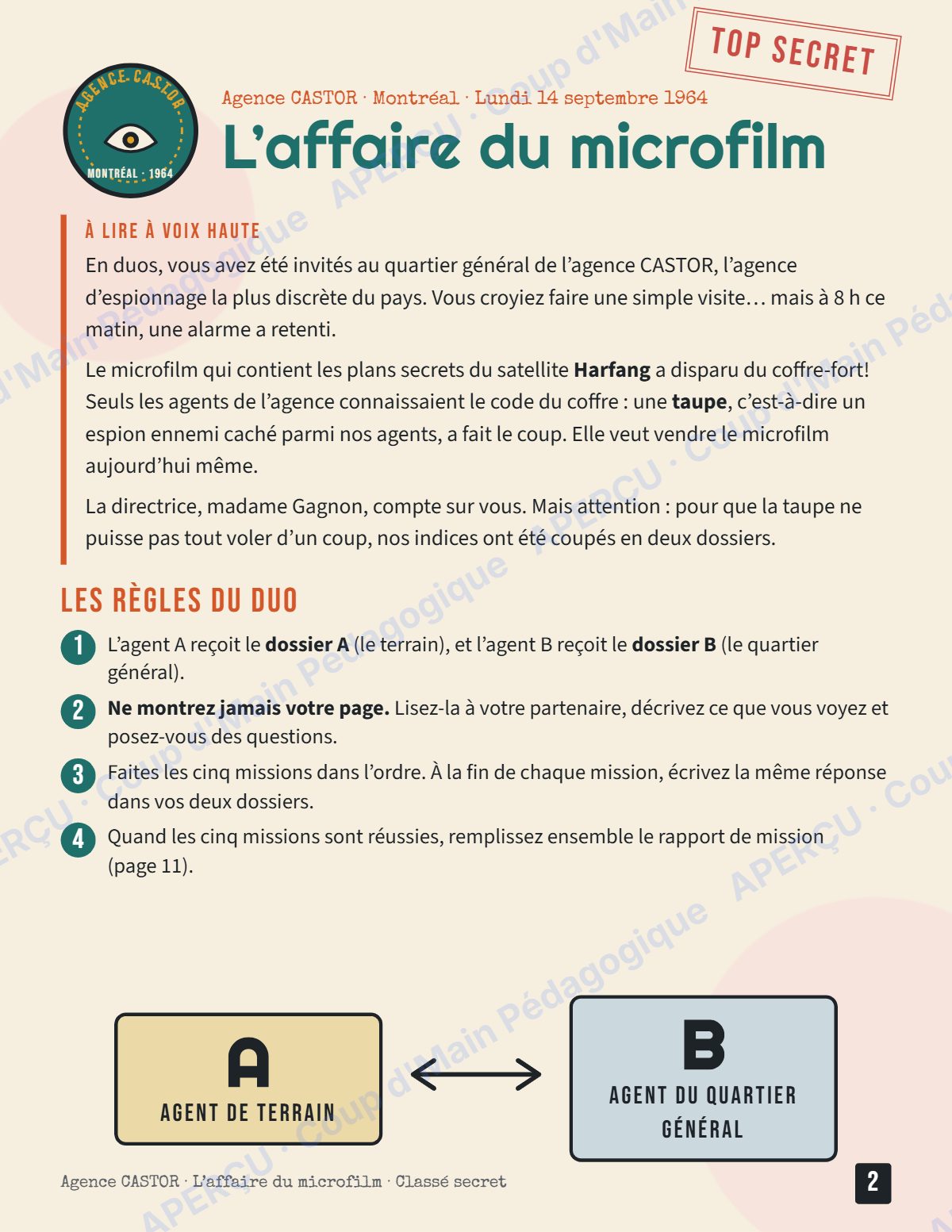 Page 2 — Enquête mathématique — 5e année, agents en duo