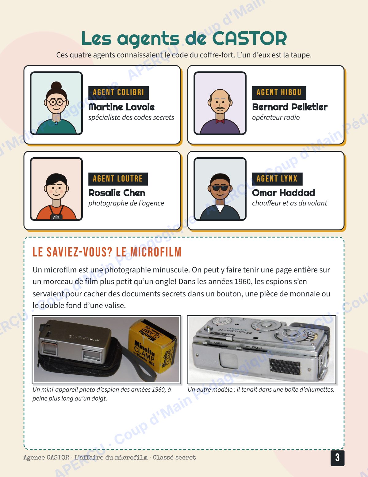 Page 3 — Enquête mathématique — 5e année, agents en duo