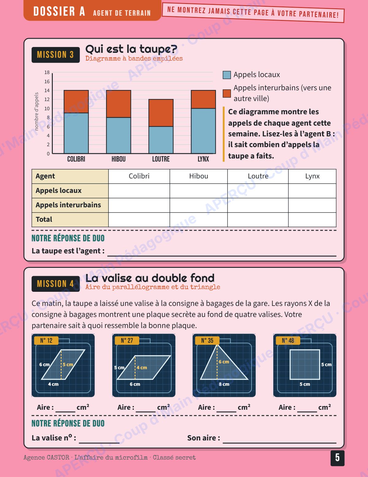 Page 5 — Enquête mathématique — 5e année, agents en duo