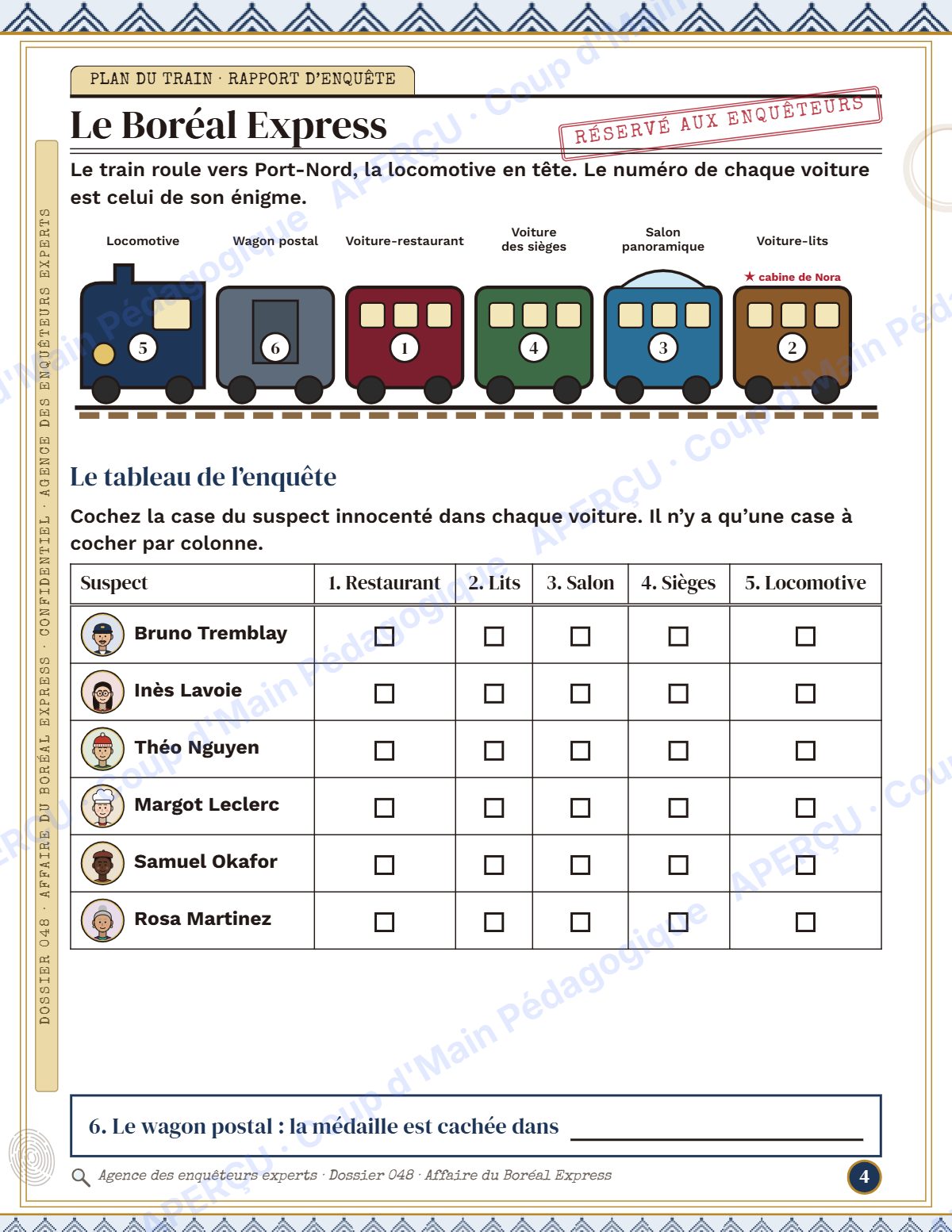 Page 4 — Enquête mathématique — 5e année, le train de nuit