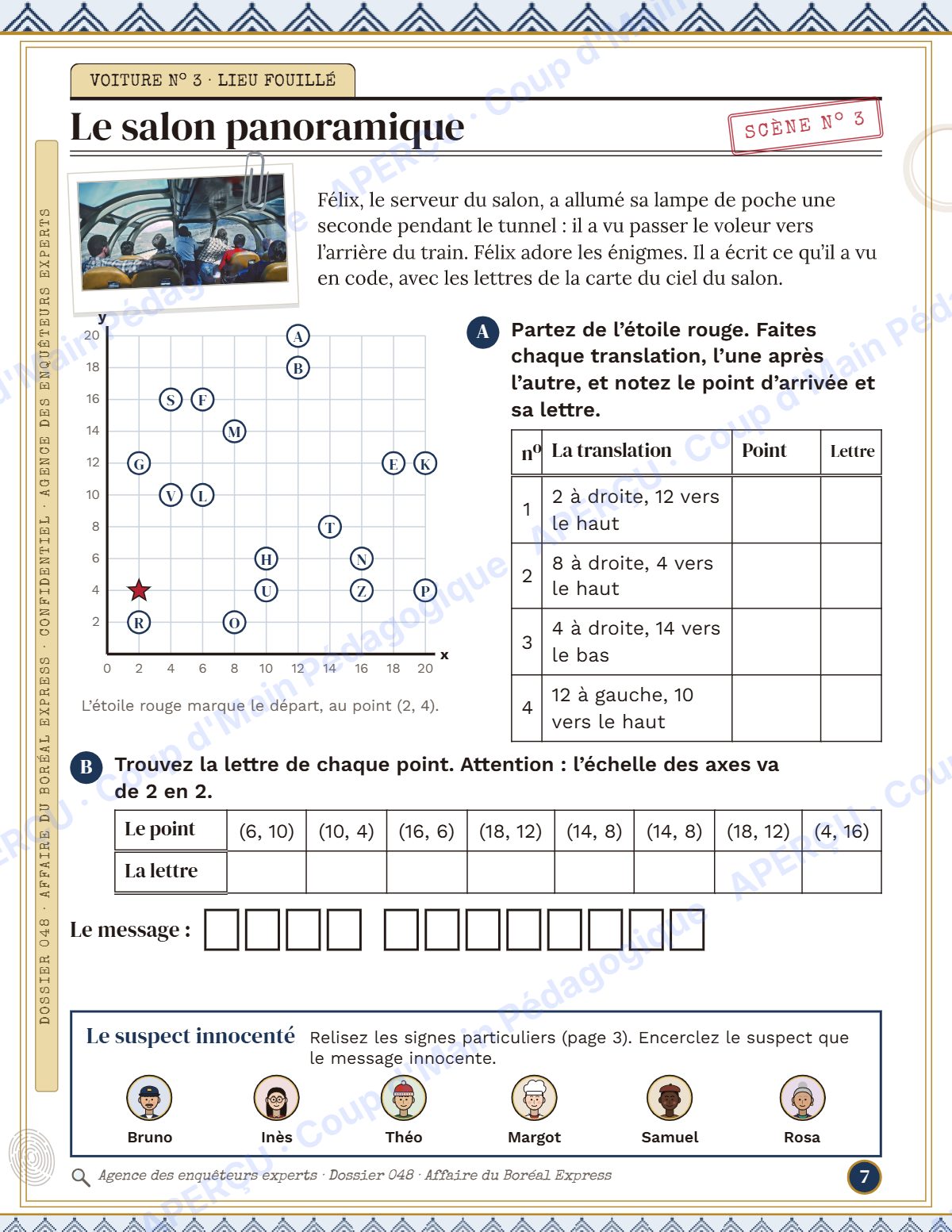 Page 7 — Enquête mathématique — 5e année, le train de nuit