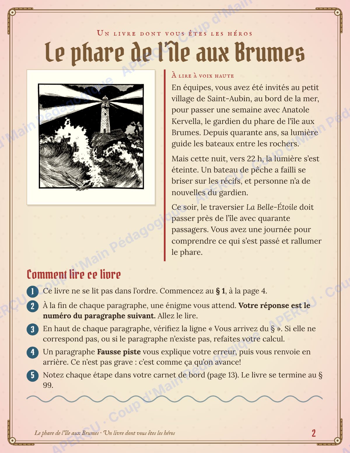 Page 2 — Enquête mathématique — 5e année, l'île aux Brumes