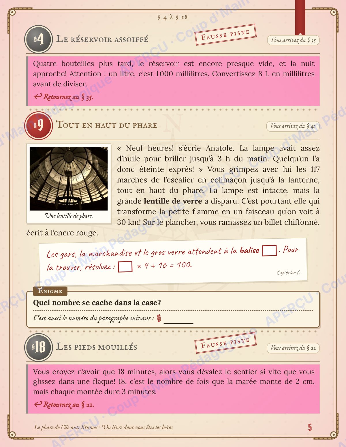 Page 5 — Enquête mathématique — 5e année, l'île aux Brumes