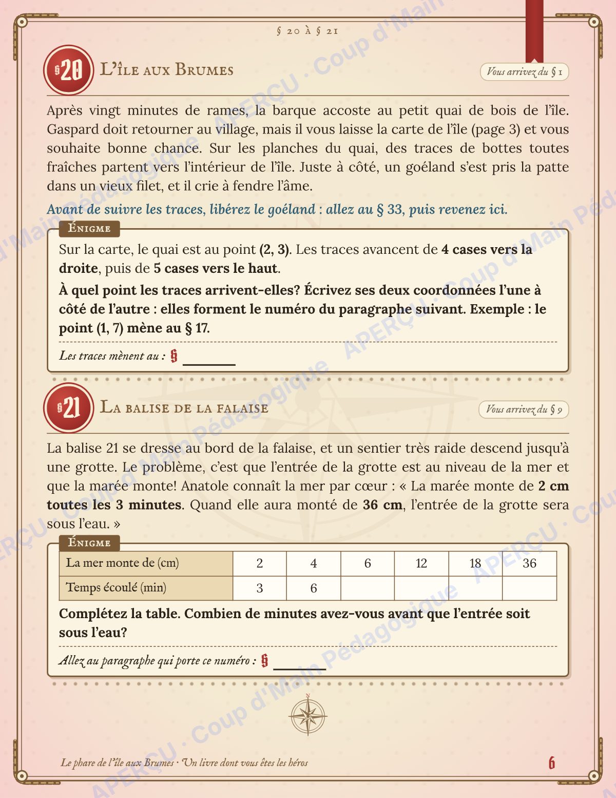 Page 6 — Enquête mathématique — 5e année, l'île aux Brumes