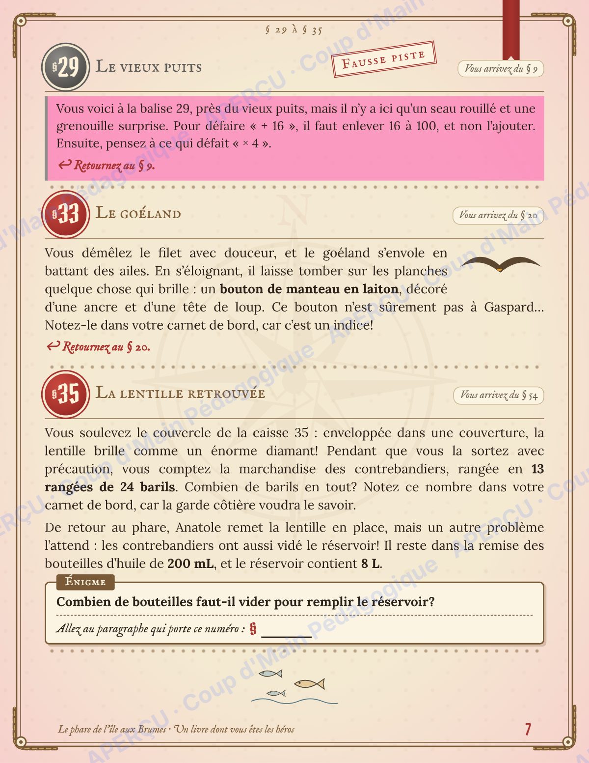 Page 7 — Enquête mathématique — 5e année, l'île aux Brumes