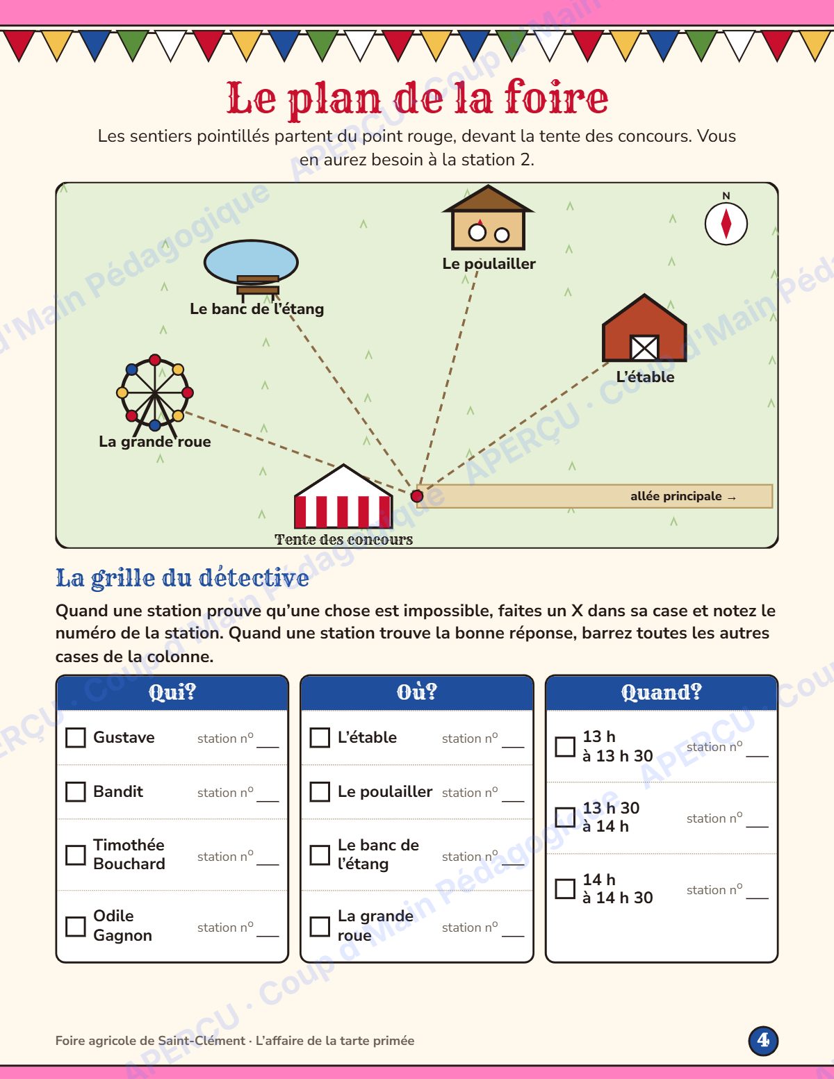 Page 4 — Enquête mathématique — 5e année, la tarte primée