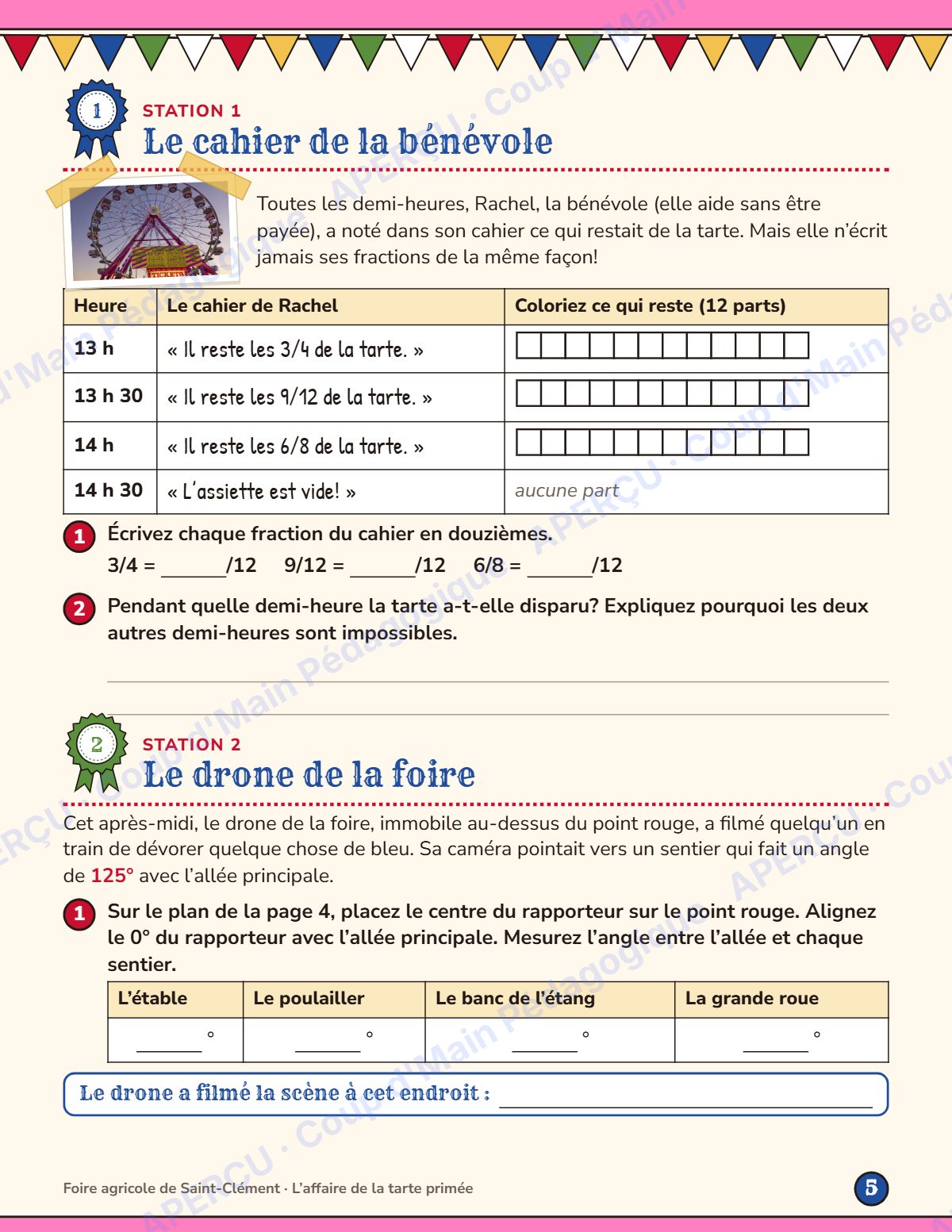 Page 5 — Enquête mathématique — 5e année, la tarte primée