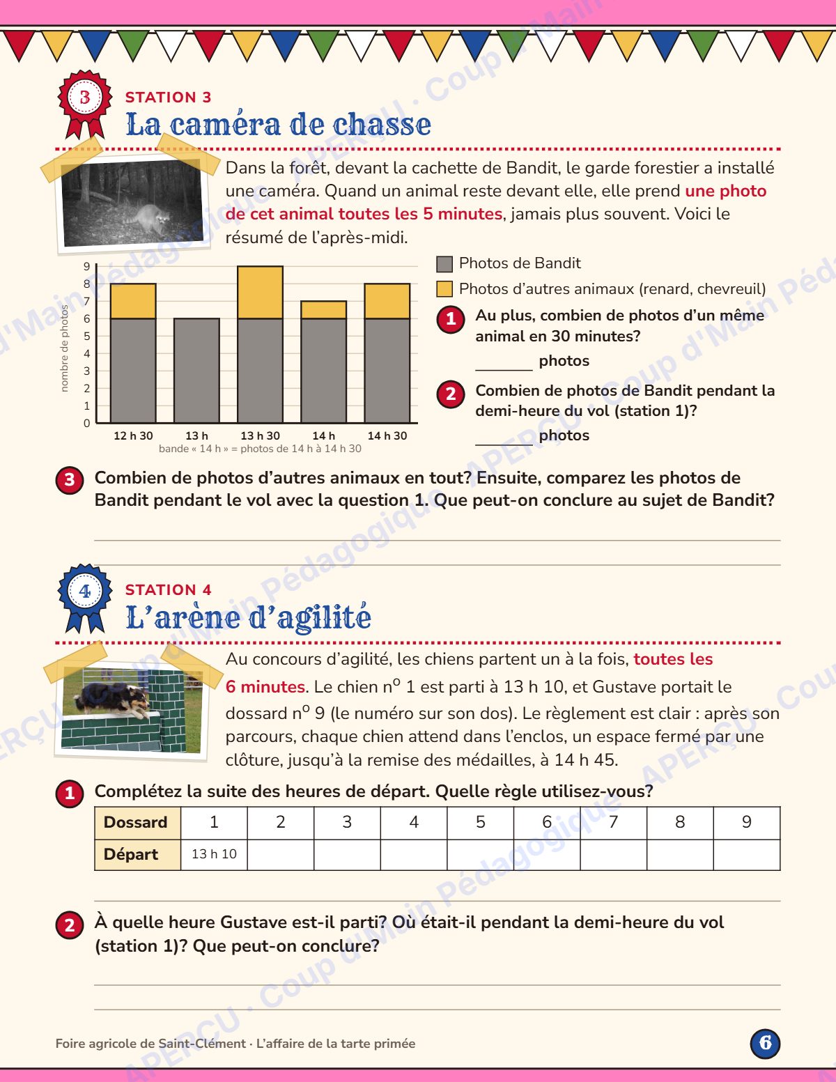 Page 6 — Enquête mathématique — 5e année, la tarte primée