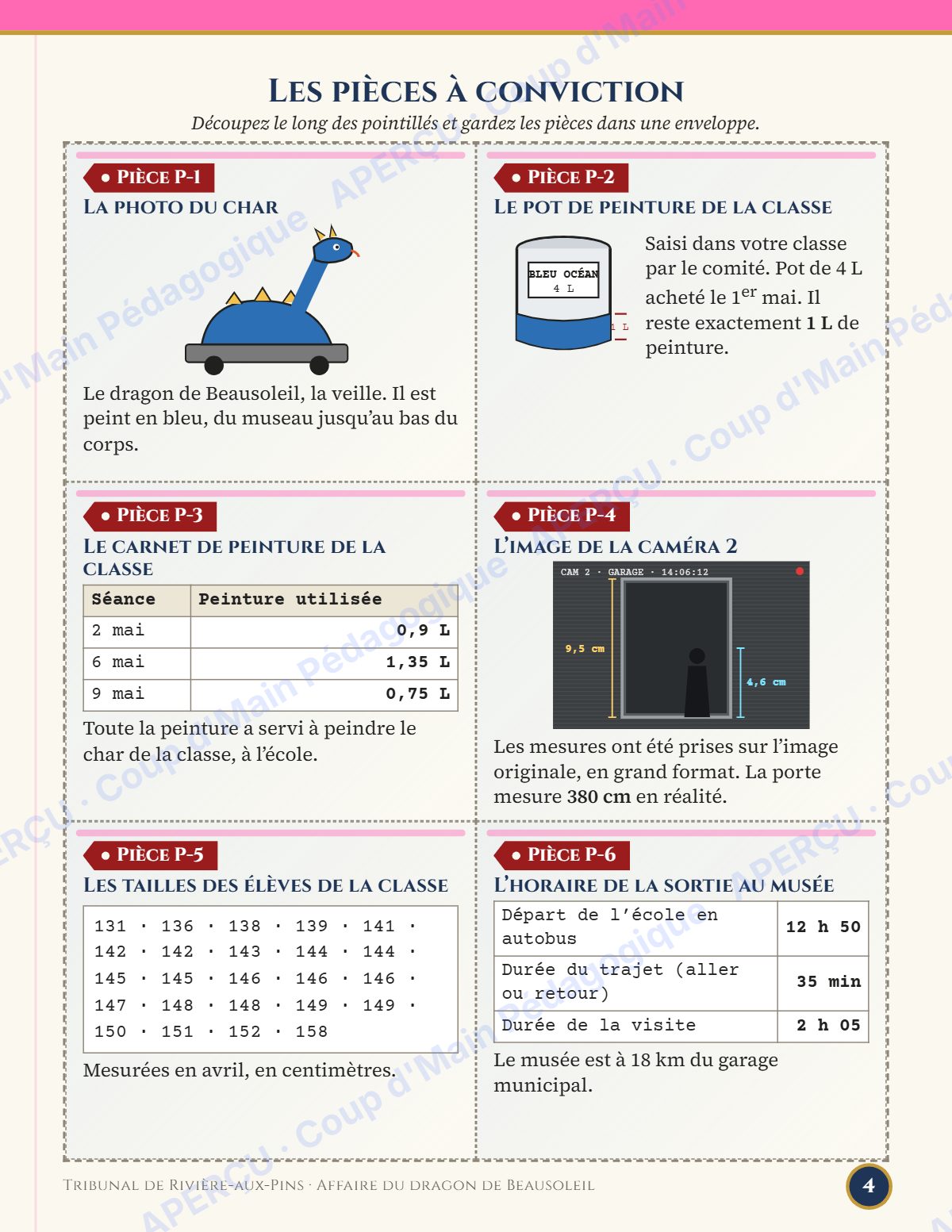 Page 4 — Enquête mathématique — 6e année, le procès du dragon