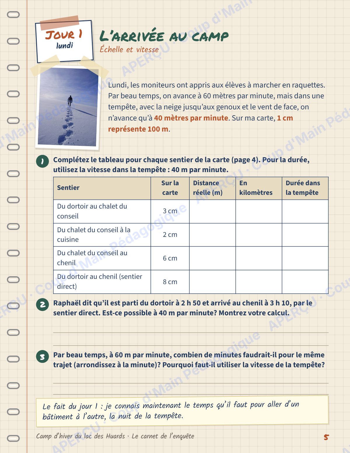 Page 5 — Enquête mathématique — 6e année, le lac des Huards