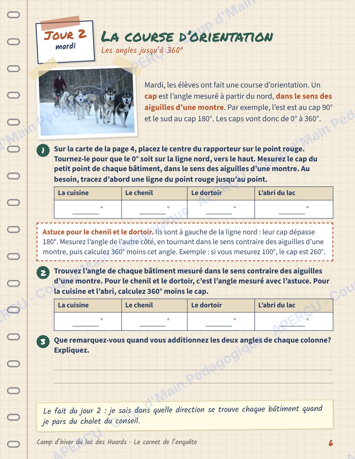 Page 6 — Enquête mathématique — 6e année, le lac des Huards