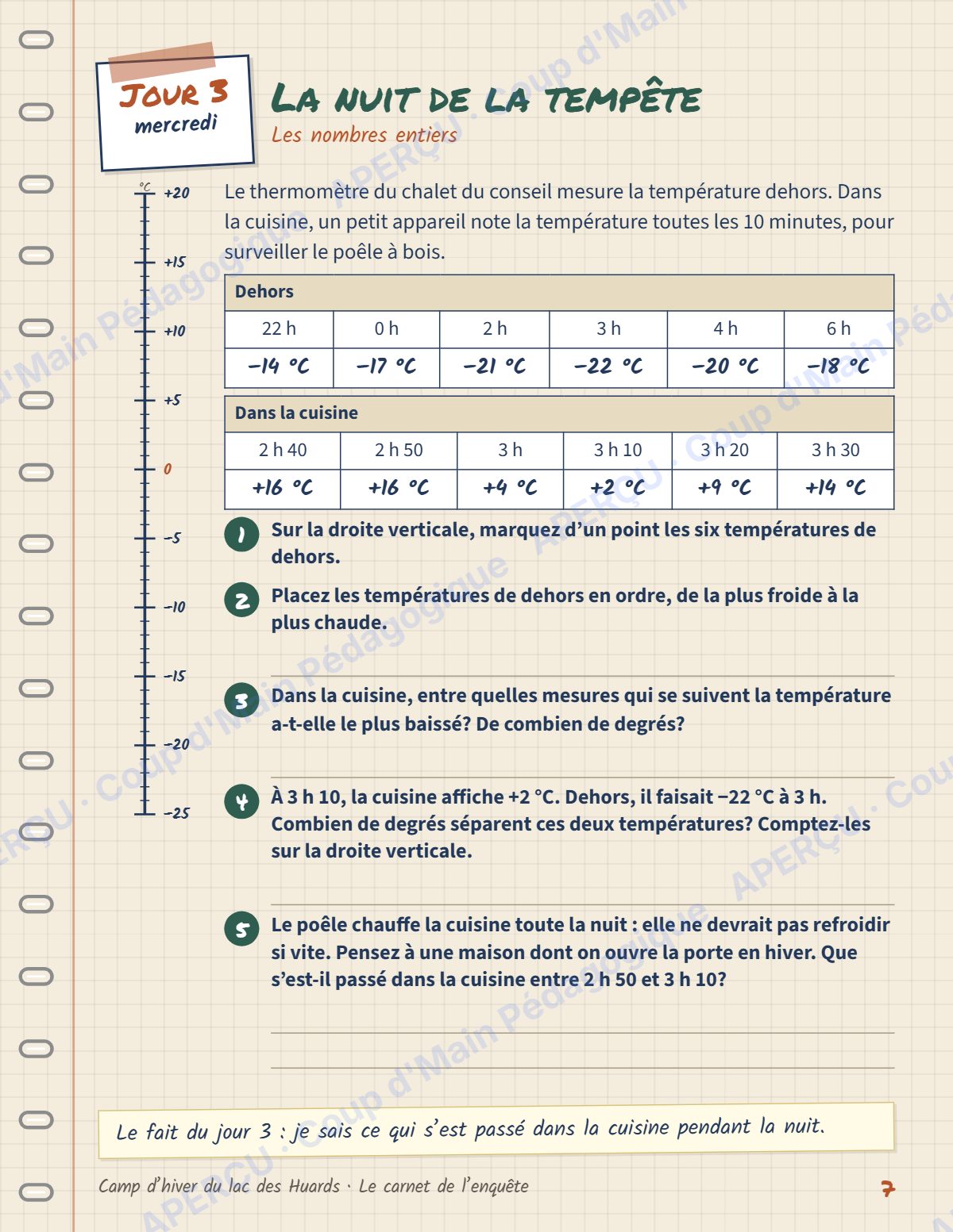 Page 7 — Enquête mathématique — 6e année, le lac des Huards
