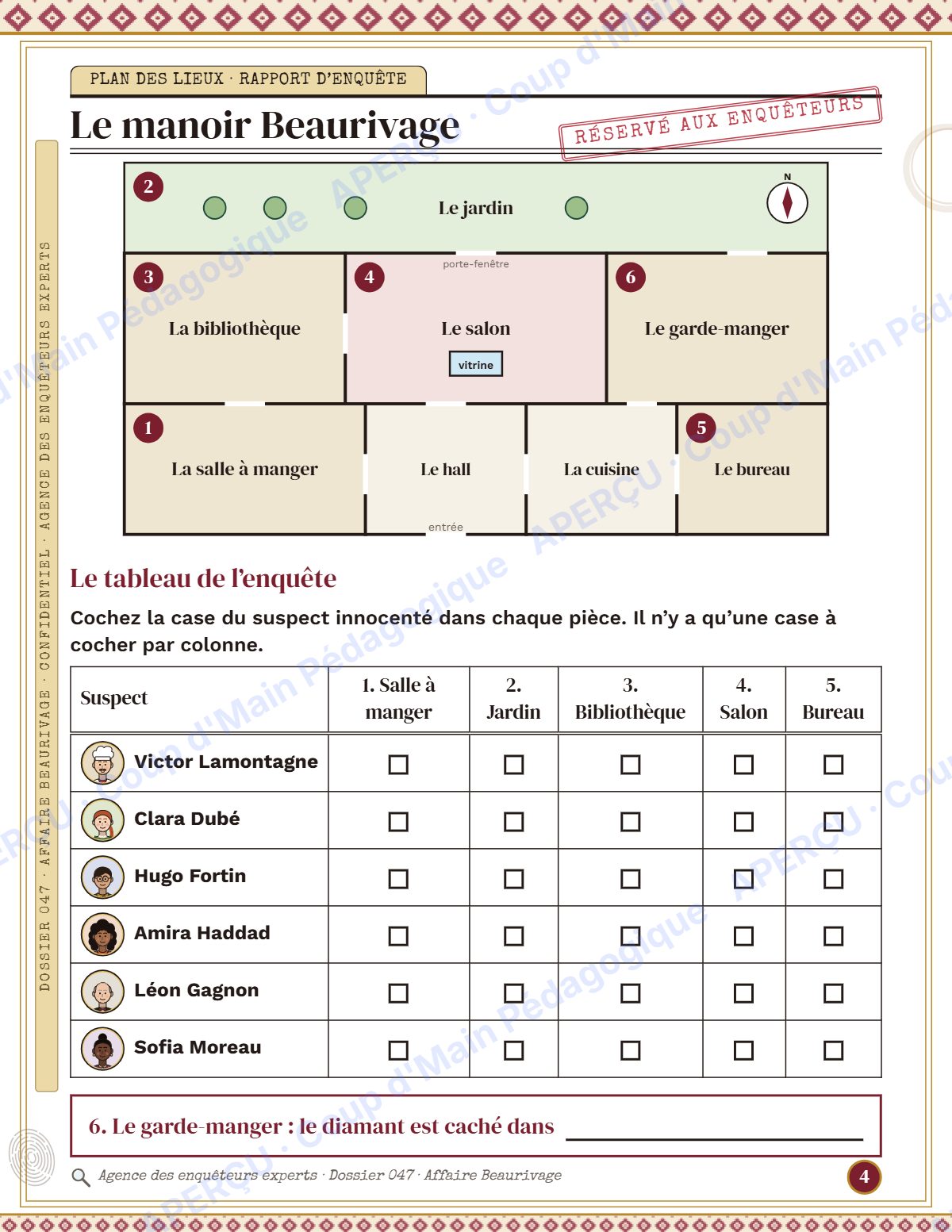 Page 4 — Enquête mathématique — 6e année, le diamant