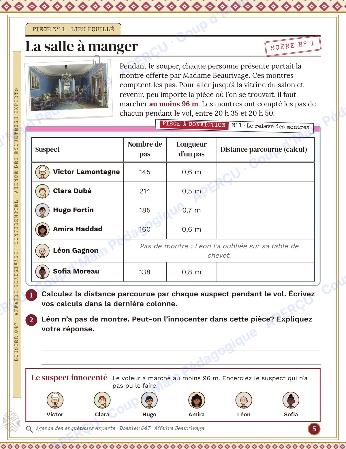 Page 5 — Enquête mathématique — 6e année, le diamant