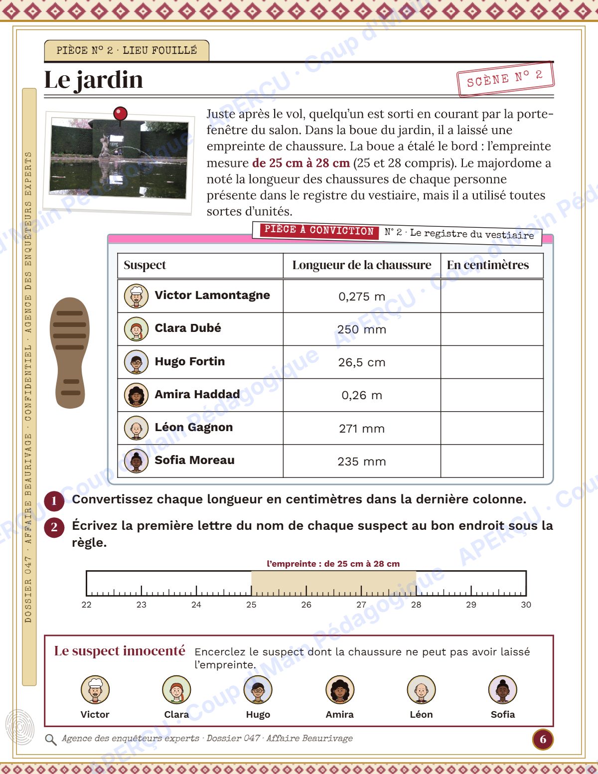 Page 6 — Enquête mathématique — 6e année, le diamant