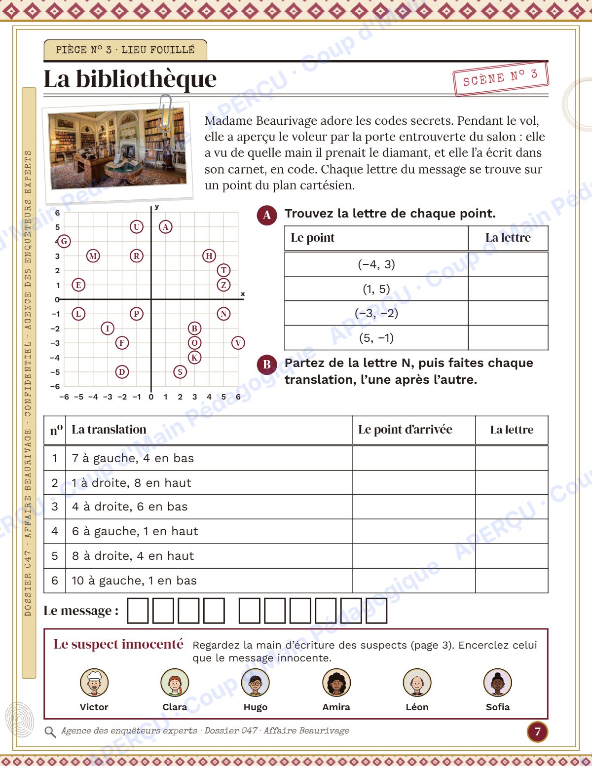 Page 7 — Enquête mathématique — 6e année, le diamant