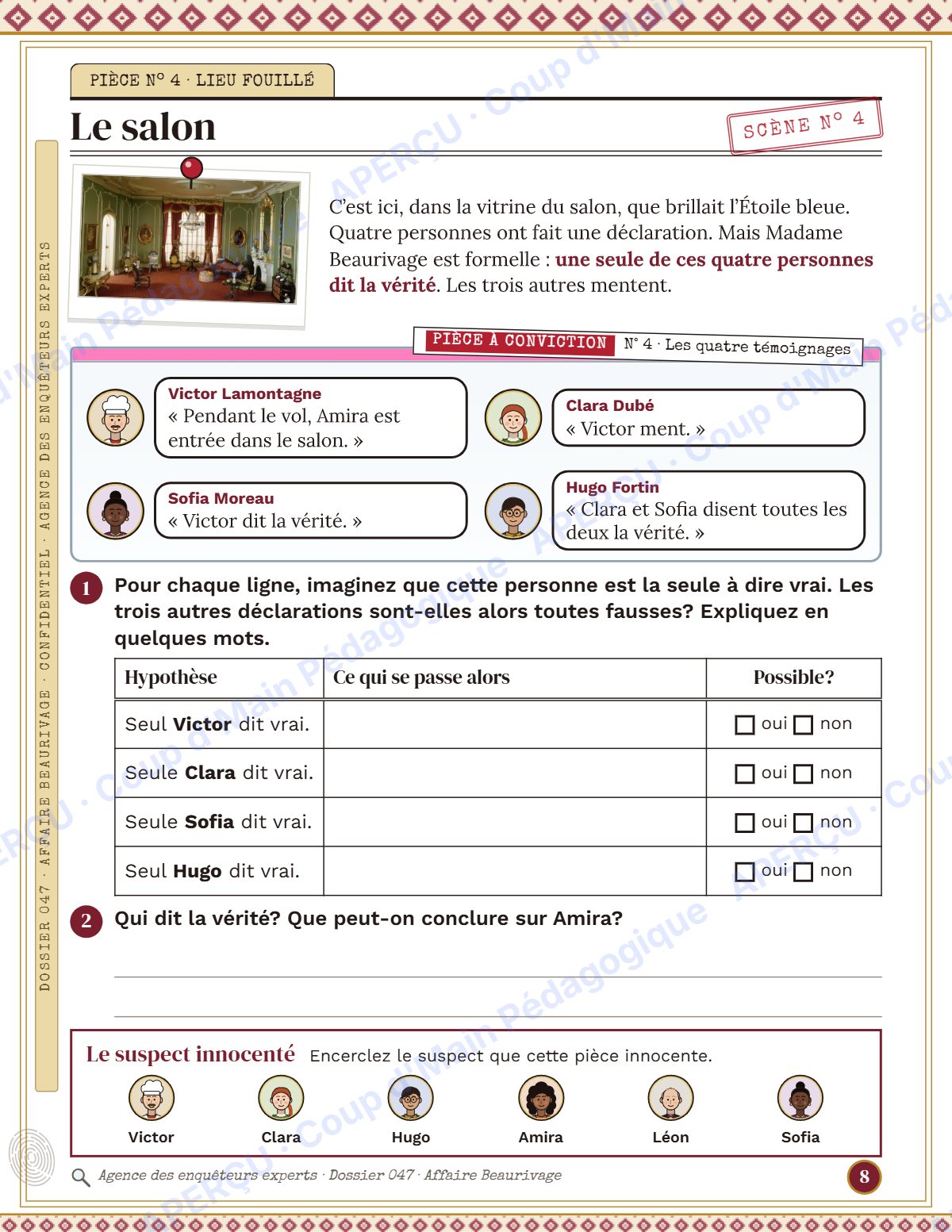 Page 8 — Enquête mathématique — 6e année, le diamant