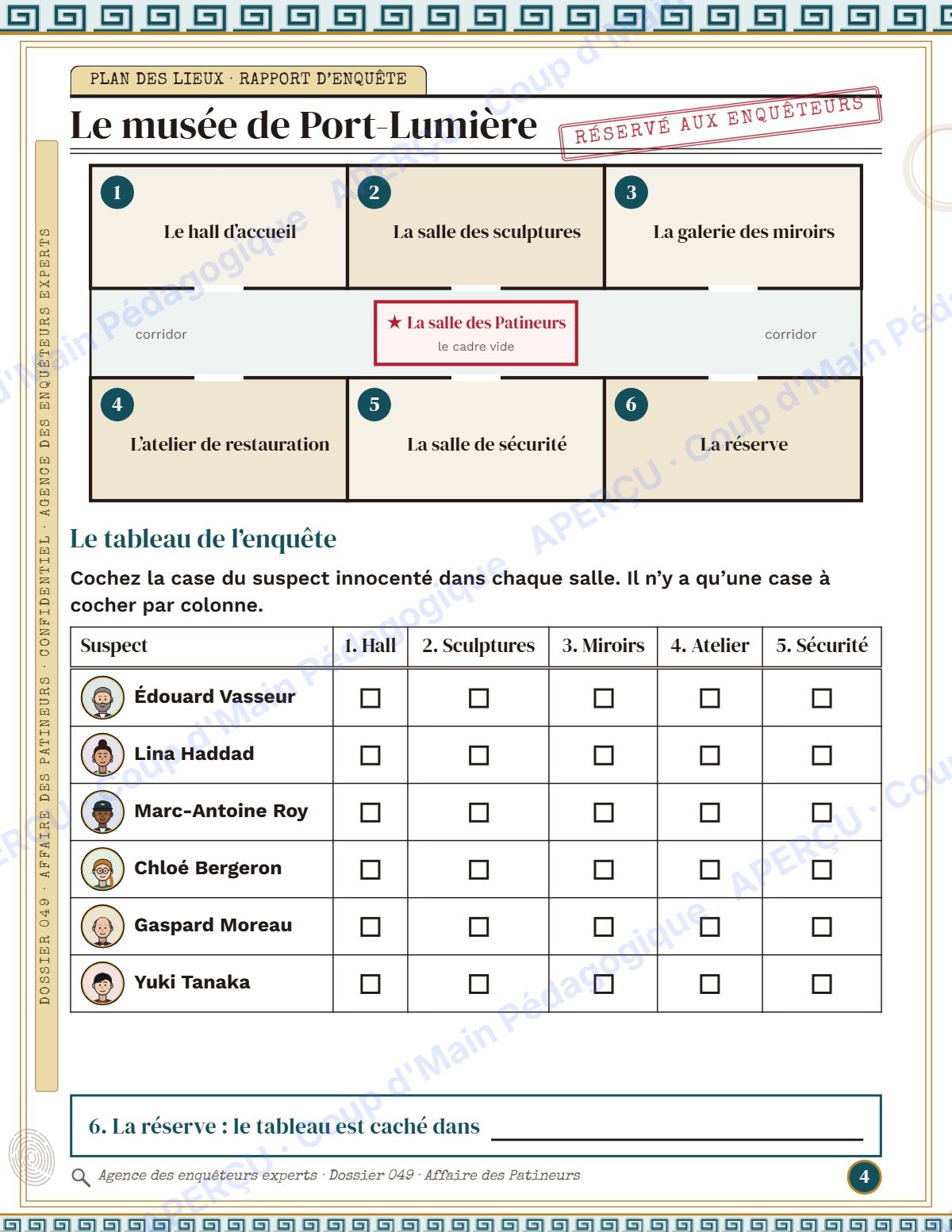 Page 4 — Enquête mathématique — 7e-8e année, le musée
