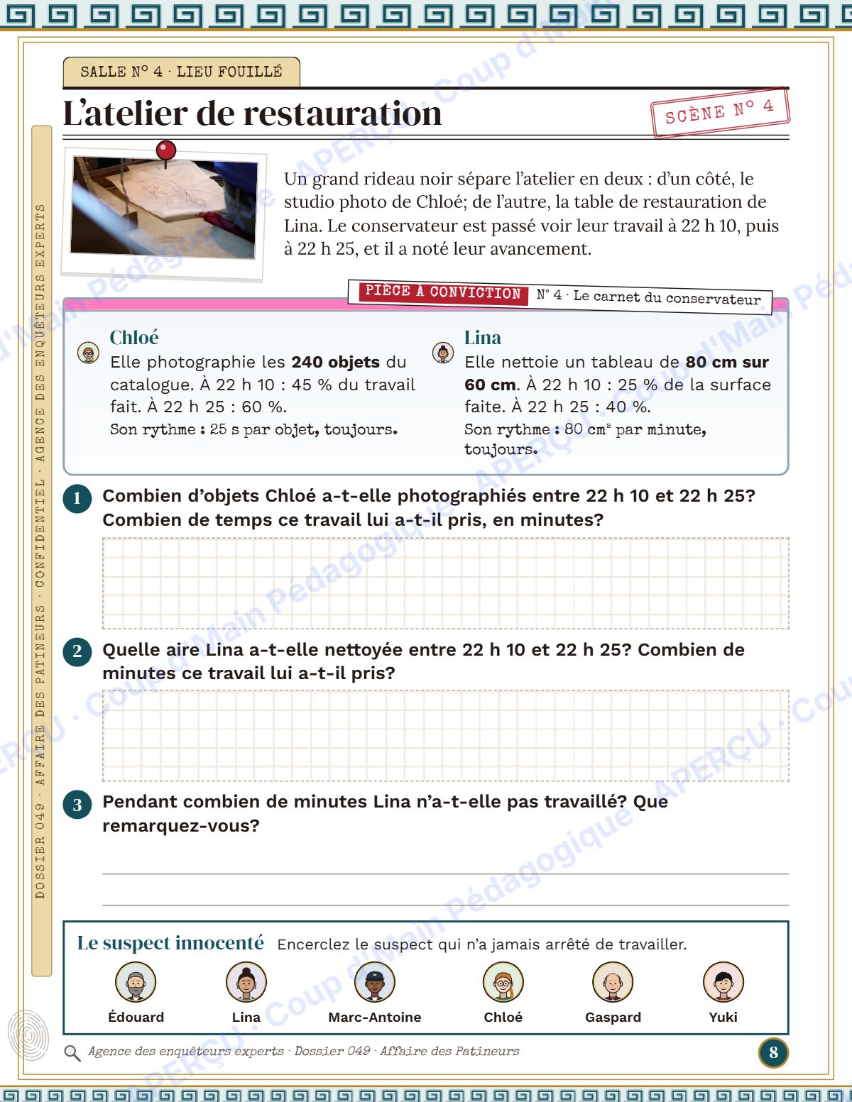 Page 8 — Enquête mathématique — 7e-8e année, le musée