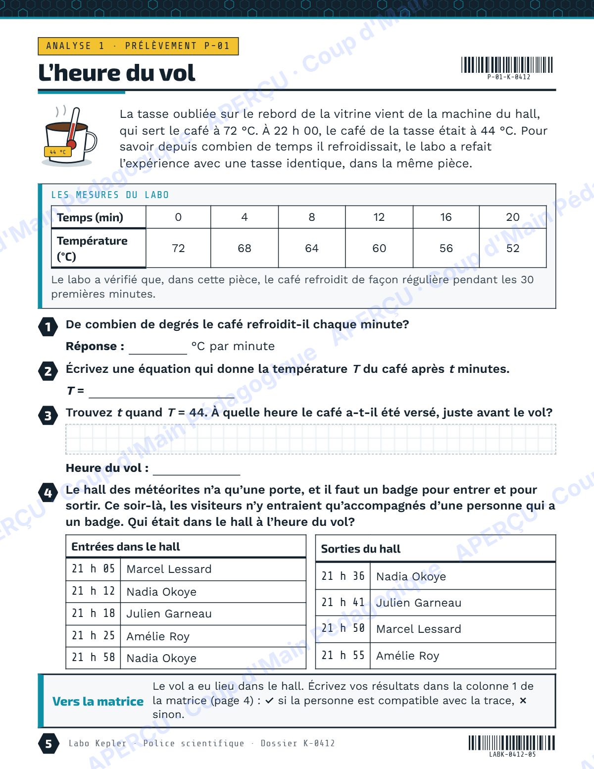Page 5 — Enquête mathématique — 7e-8e année, Labo Kepler
