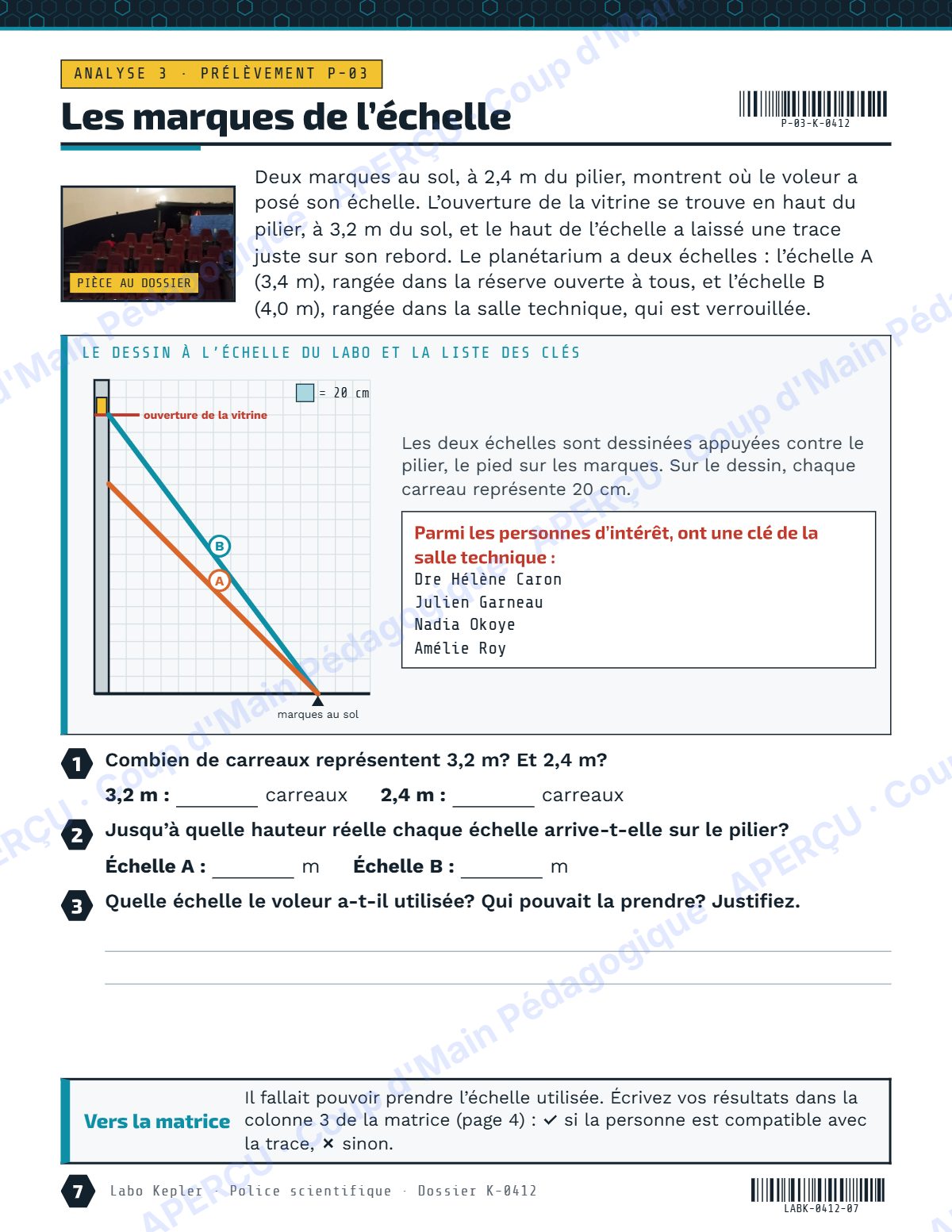 Page 7 — Enquête mathématique — 7e-8e année, Labo Kepler