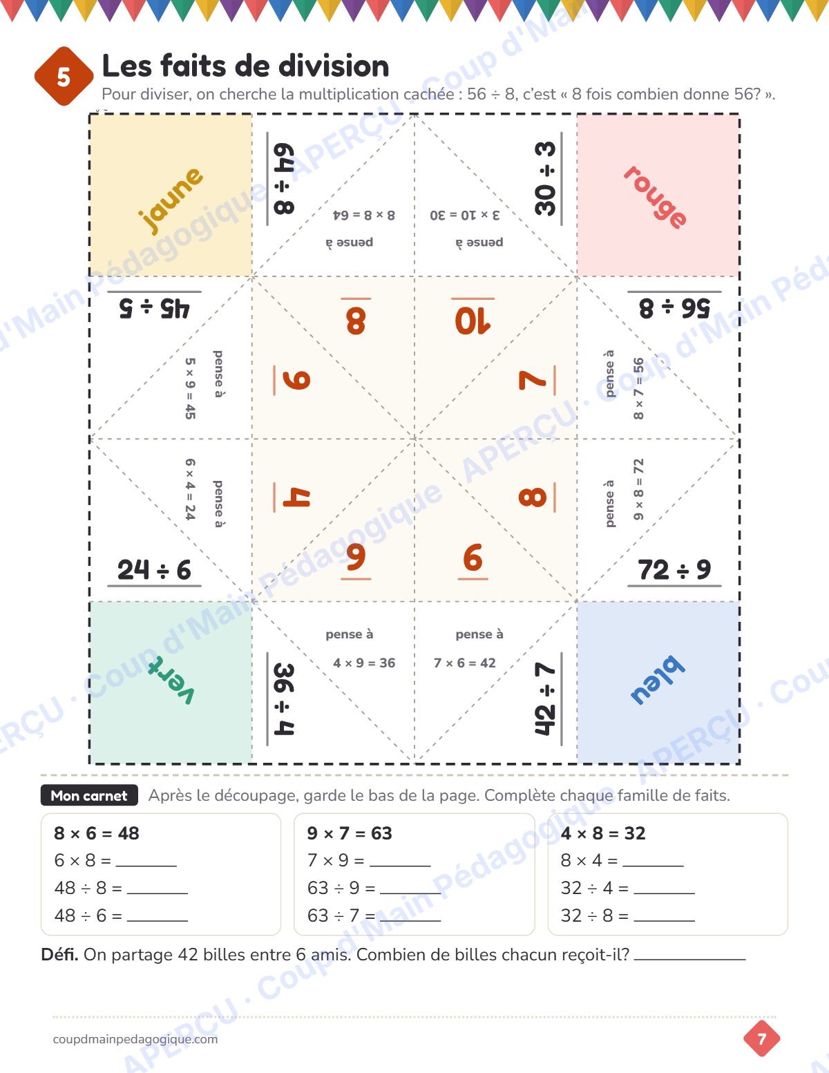 Page 7 — Cocottes de multiplication — 3e-5e année, jeux