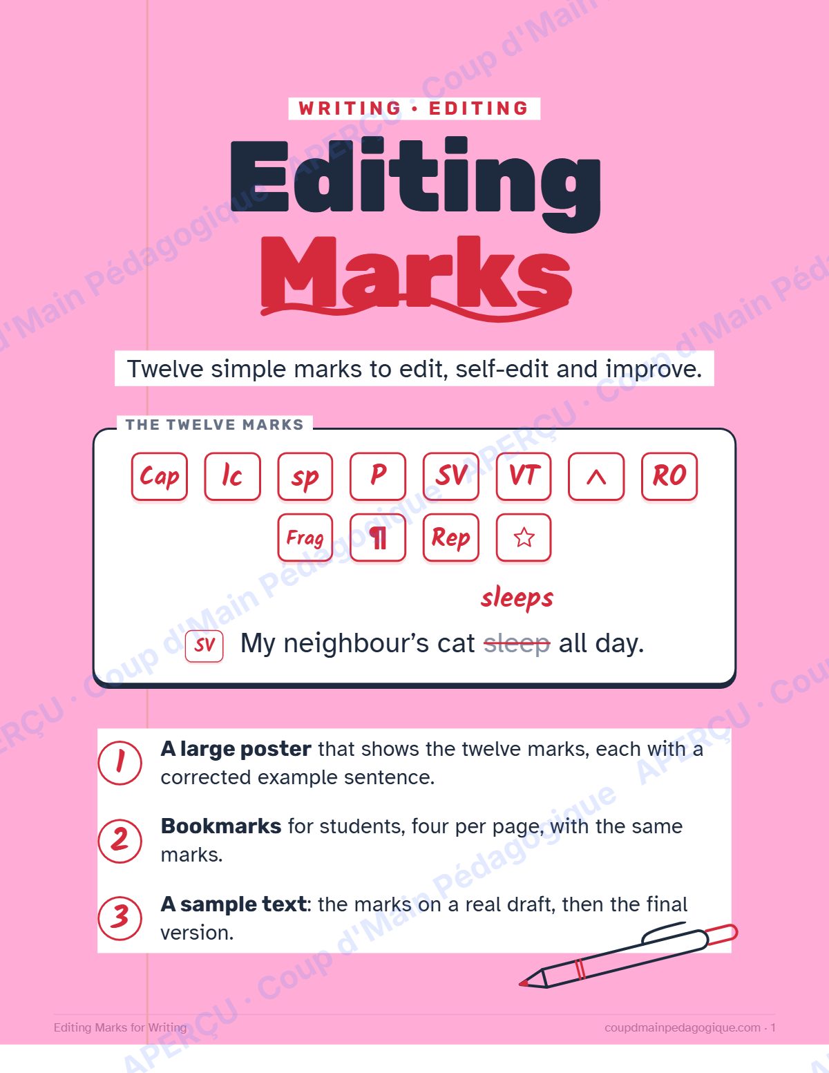 Page 1 — Marques de correction (anglais) — gratuit
